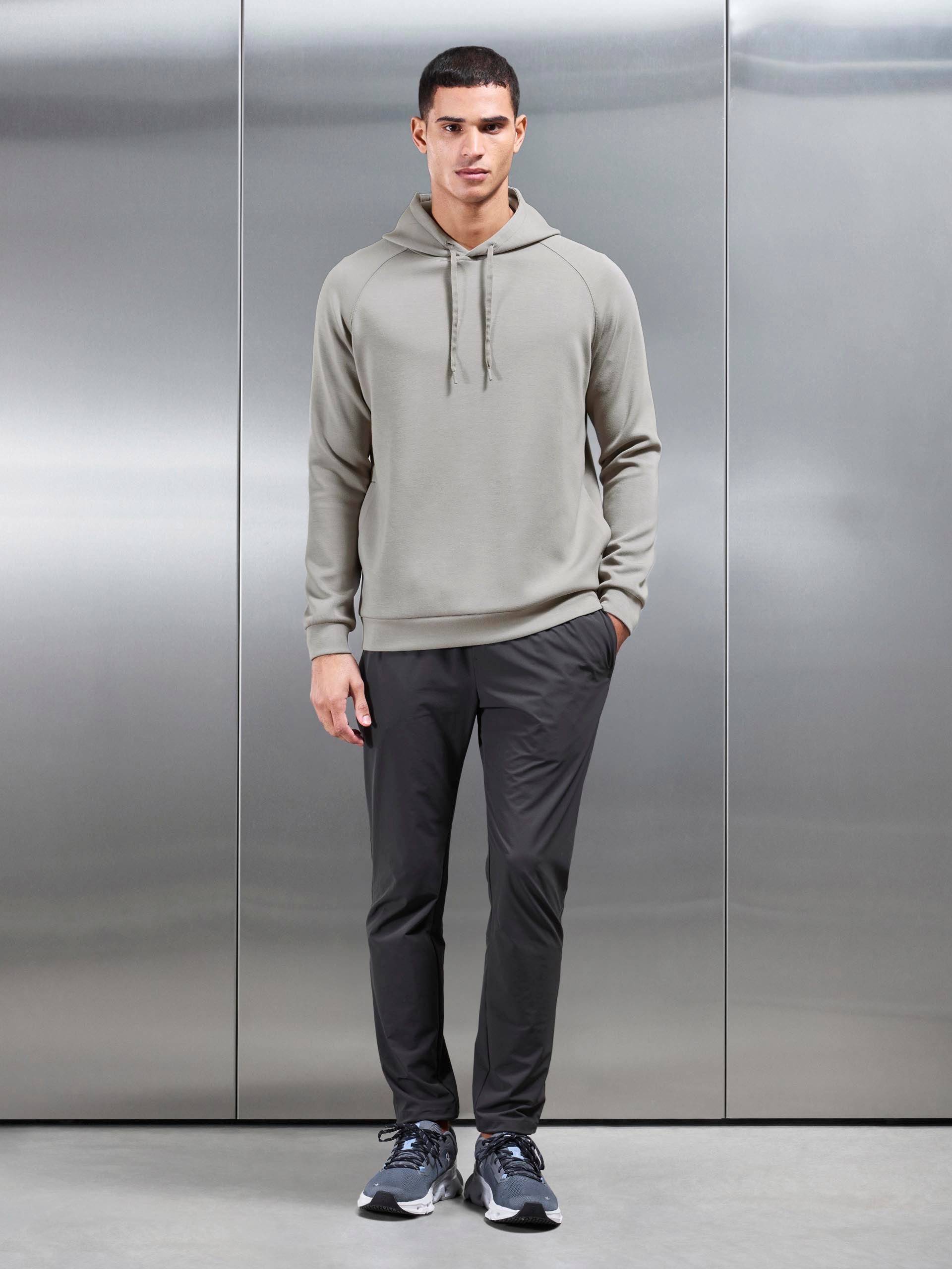Soft Interlock Active Hoodie in Stone