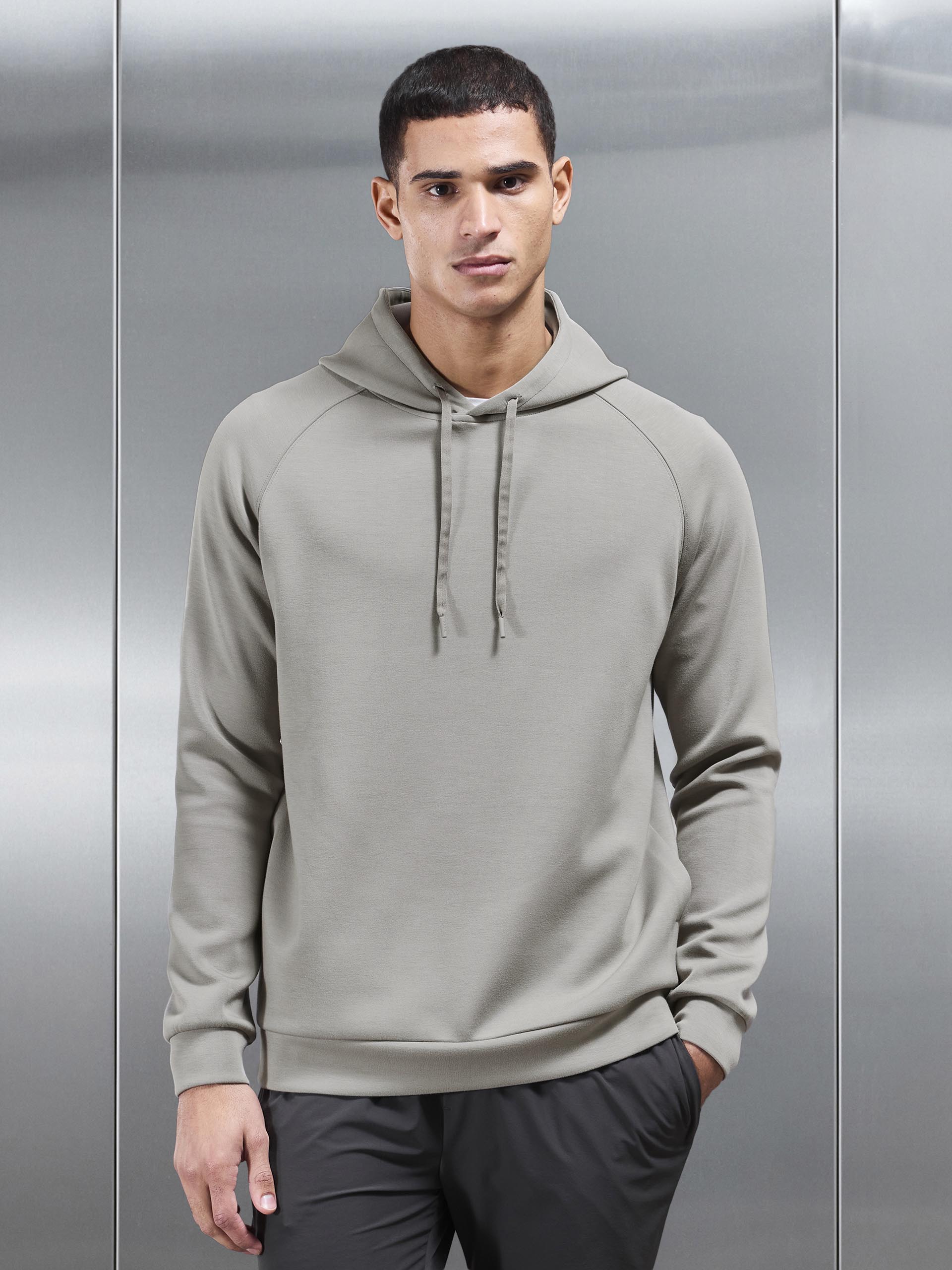 Soft Interlock Active Hoodie in Stone