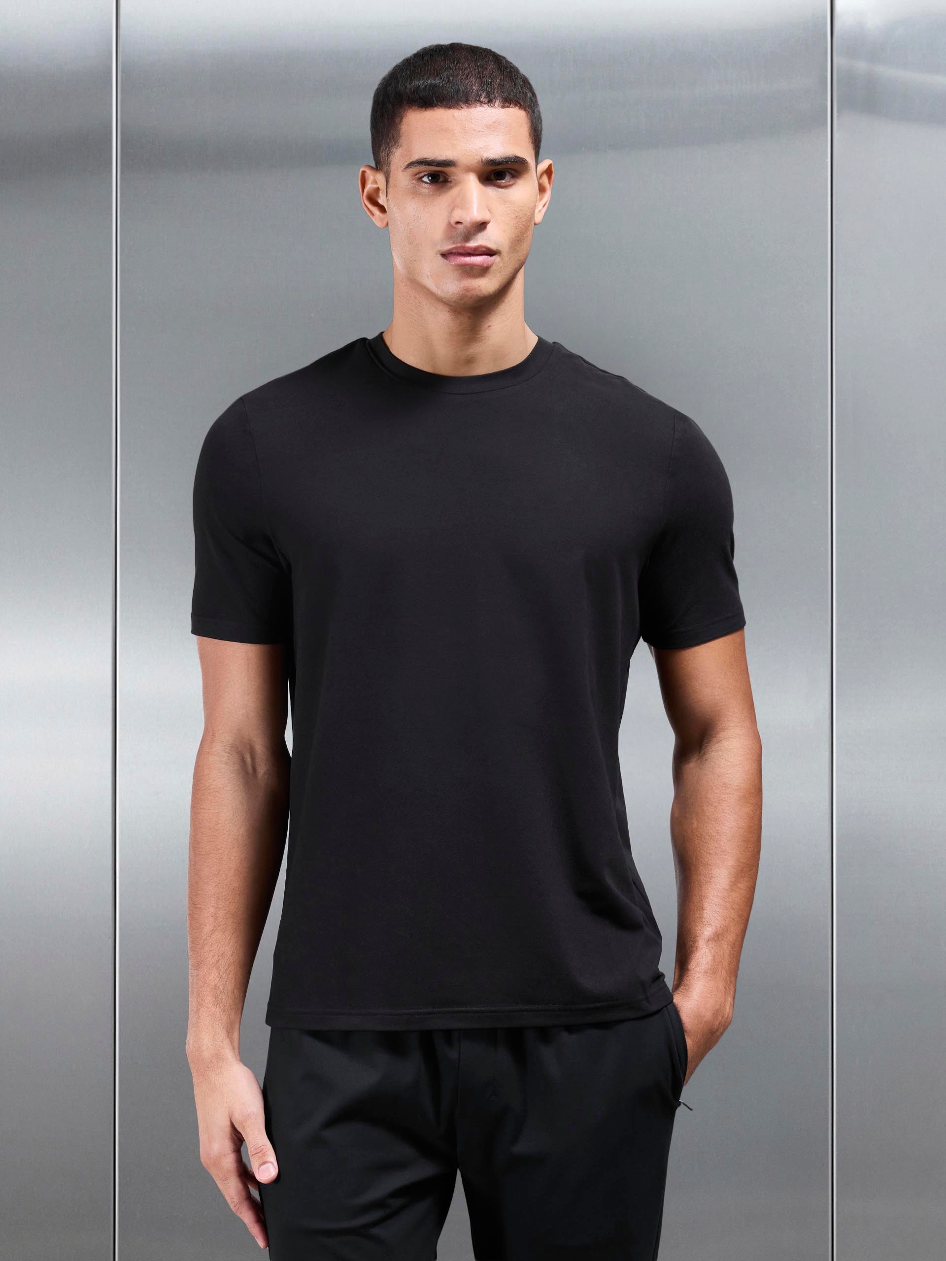 Soft Jersey Active T-Shirt in Black
