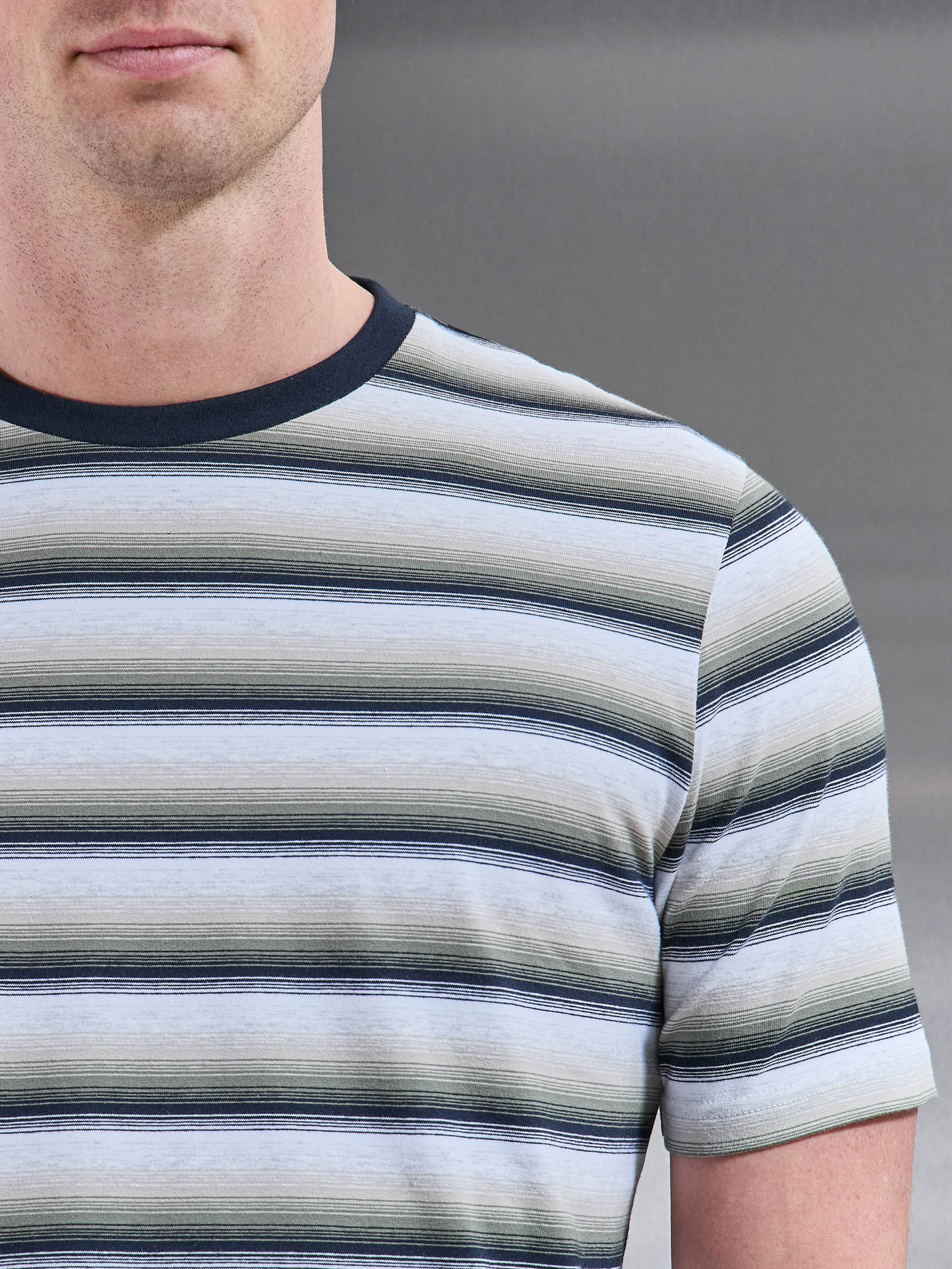 Space Dye Stripe T-Shirt in Navy