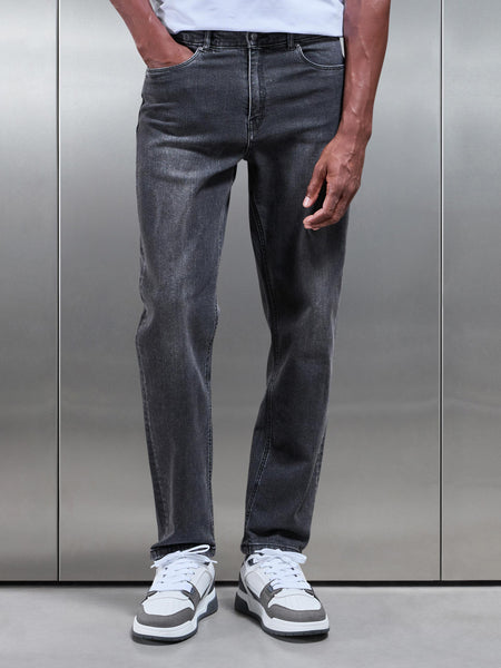 Straight Leg Denim Jeans in Grey Wash