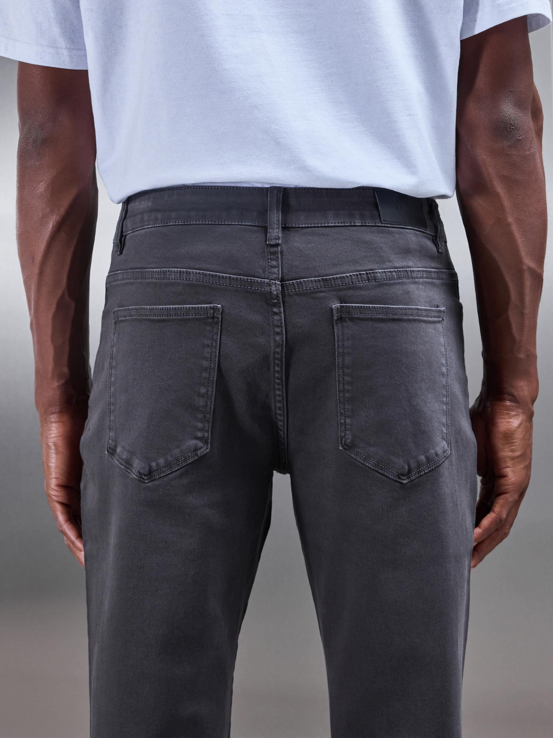 Straight Leg Denim Jeans in Grey