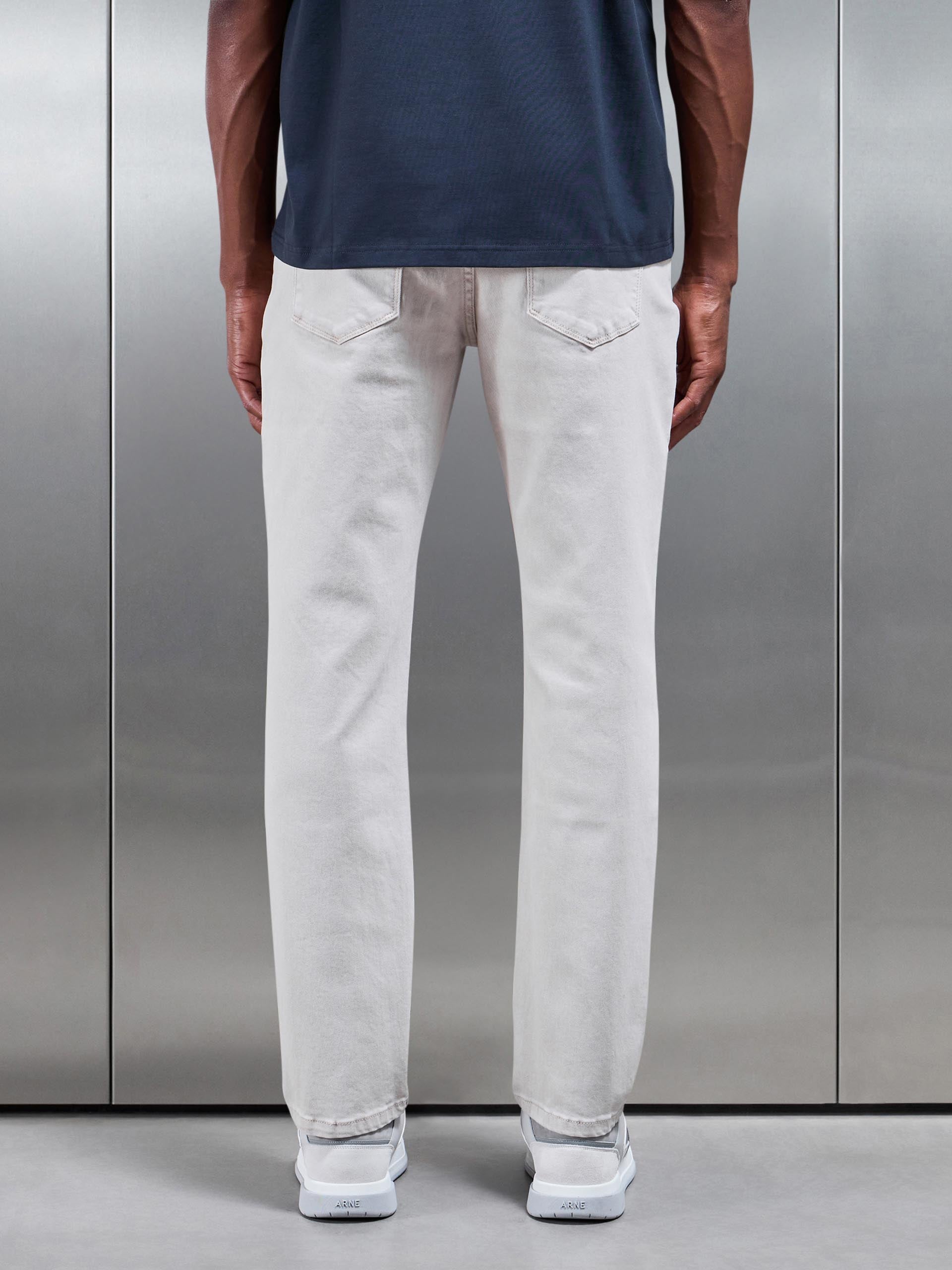 Straight Leg Denim Jeans in Stone