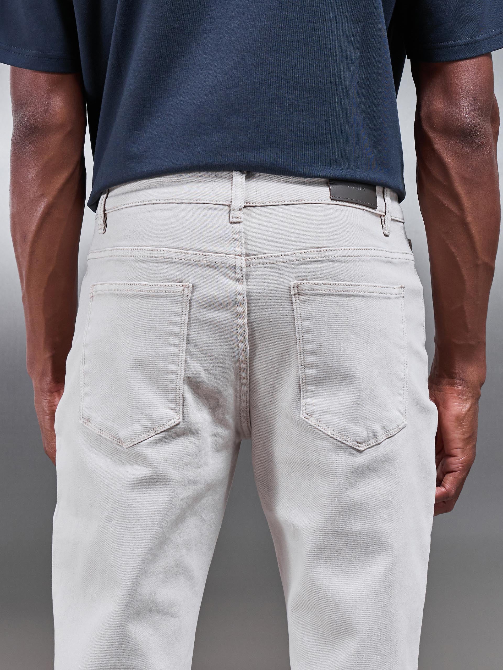 Straight Leg Denim Jeans in Stone