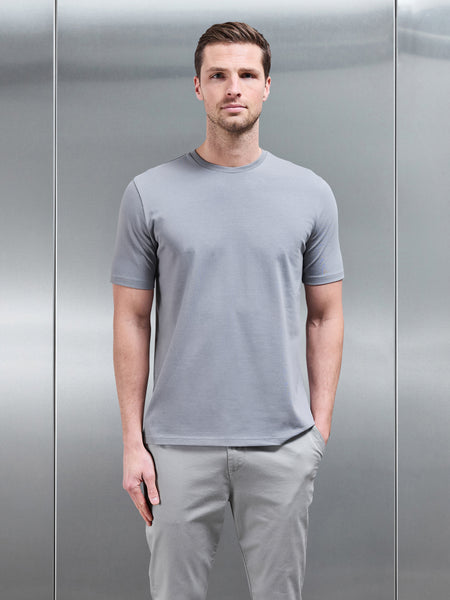 Stretch Slim Fit Cotton T-Shirt in Grey