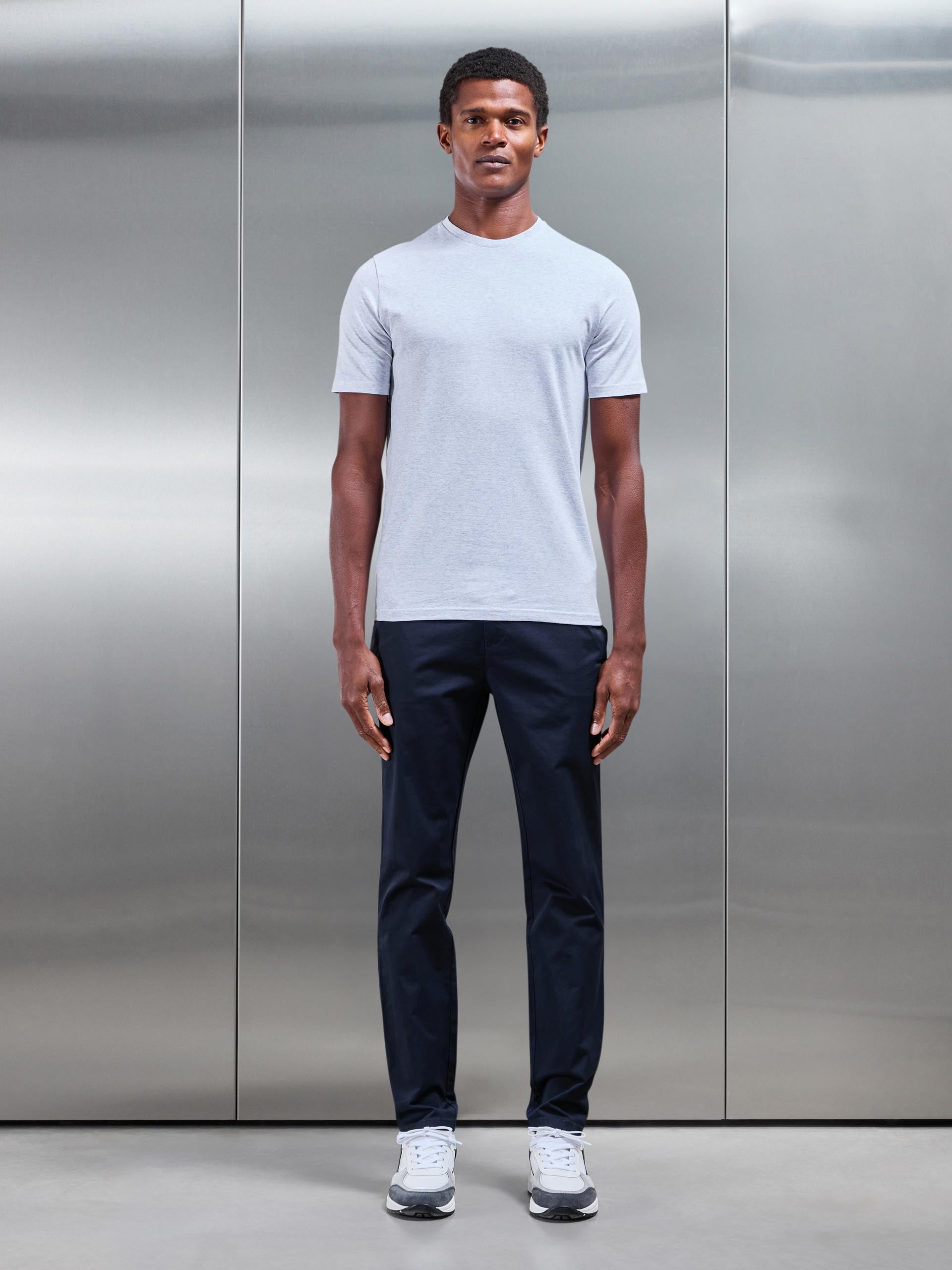 Stretch Slim Fit Cotton T-Shirt in Marl Grey