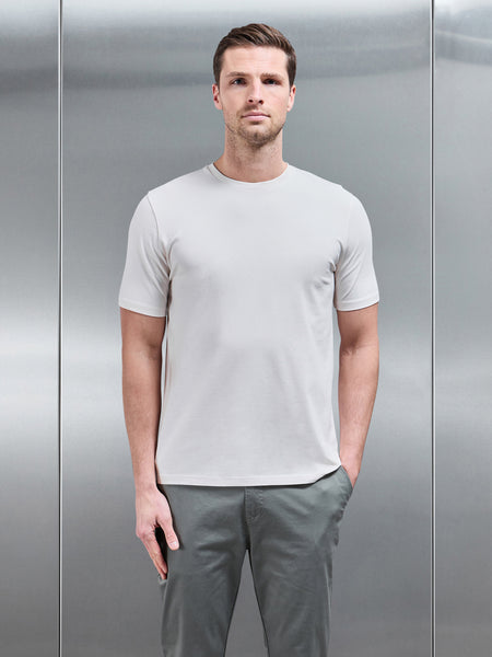 Stretch Slim Fit Cotton T-Shirt in Off White