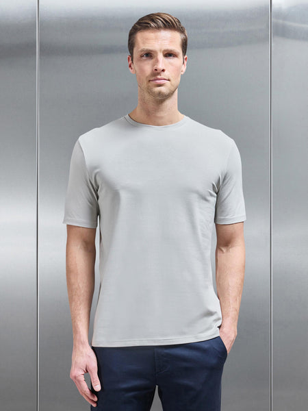 Stretch Slim Fit Cotton T-Shirt in Stone