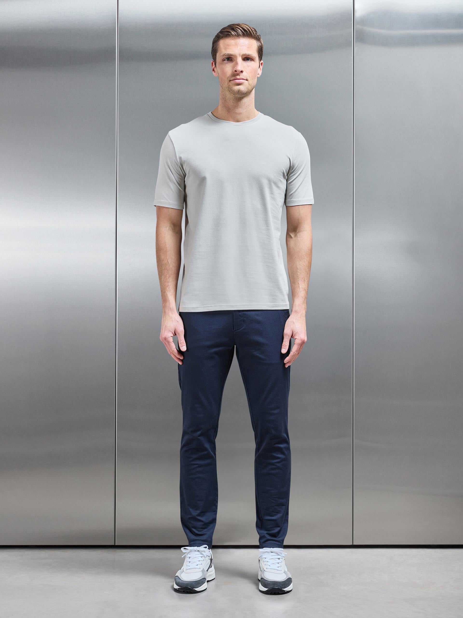 Stretch Slim Fit Cotton T-Shirt in Stone