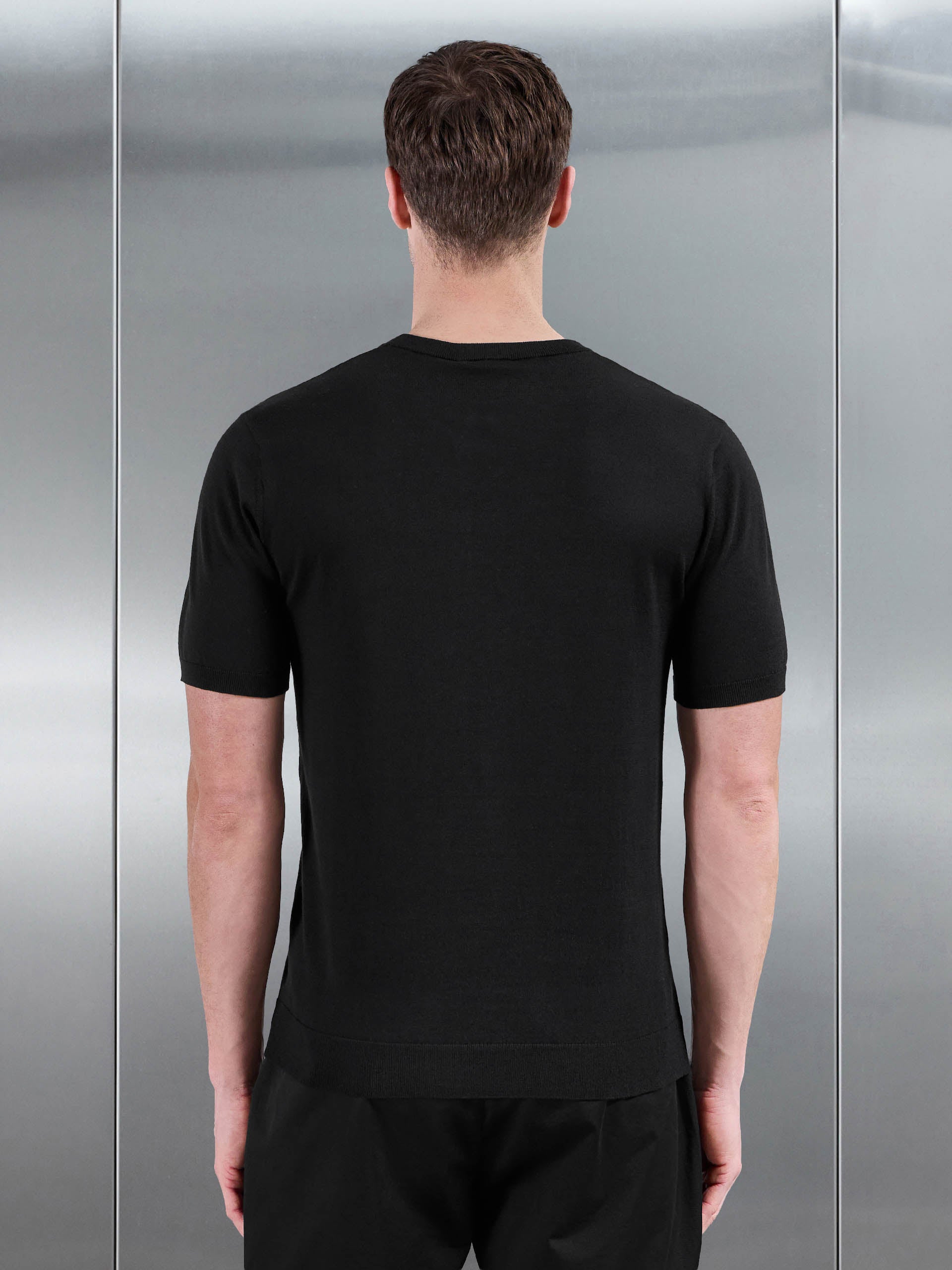 Summer Cotton Knitted T-Shirt in Black