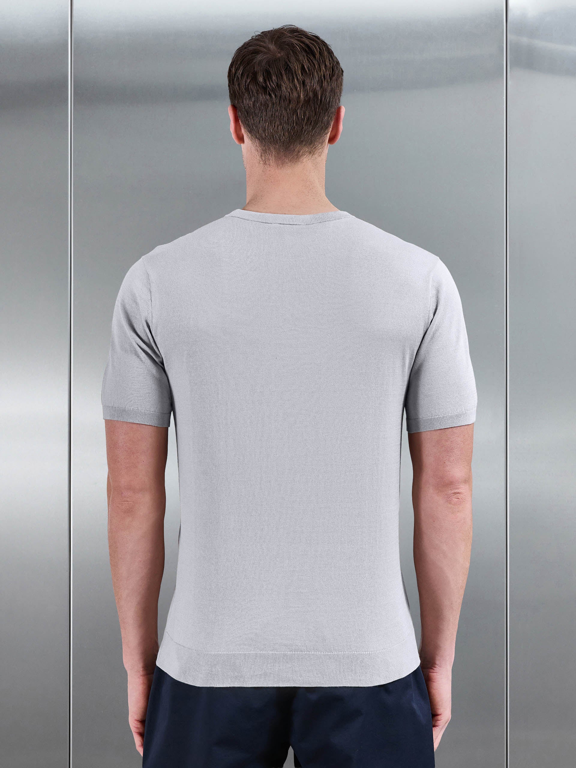 Summer Cotton Knitted T-Shirt in Stone