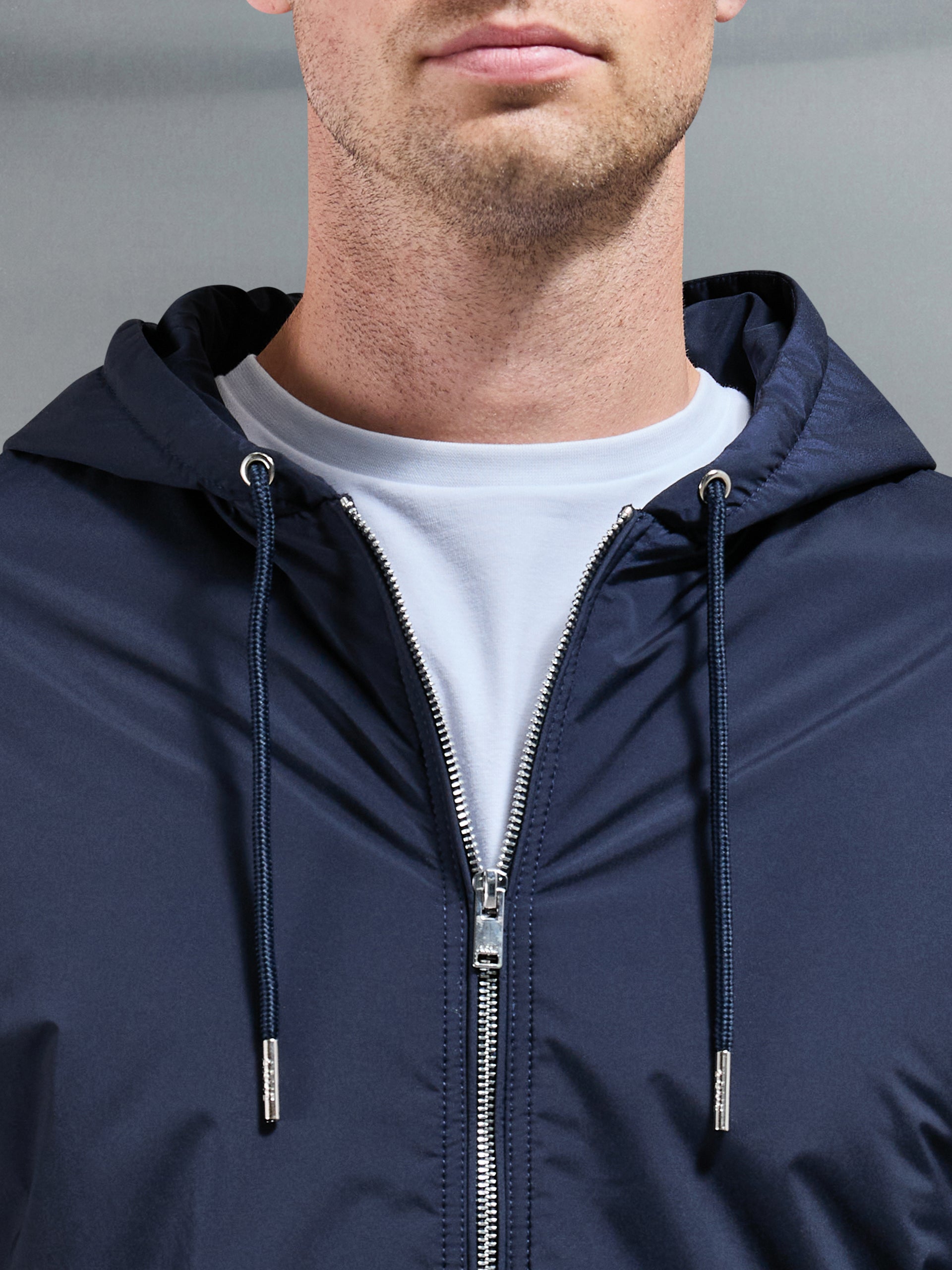Shell Padded Nylon Windbreaker in Navy