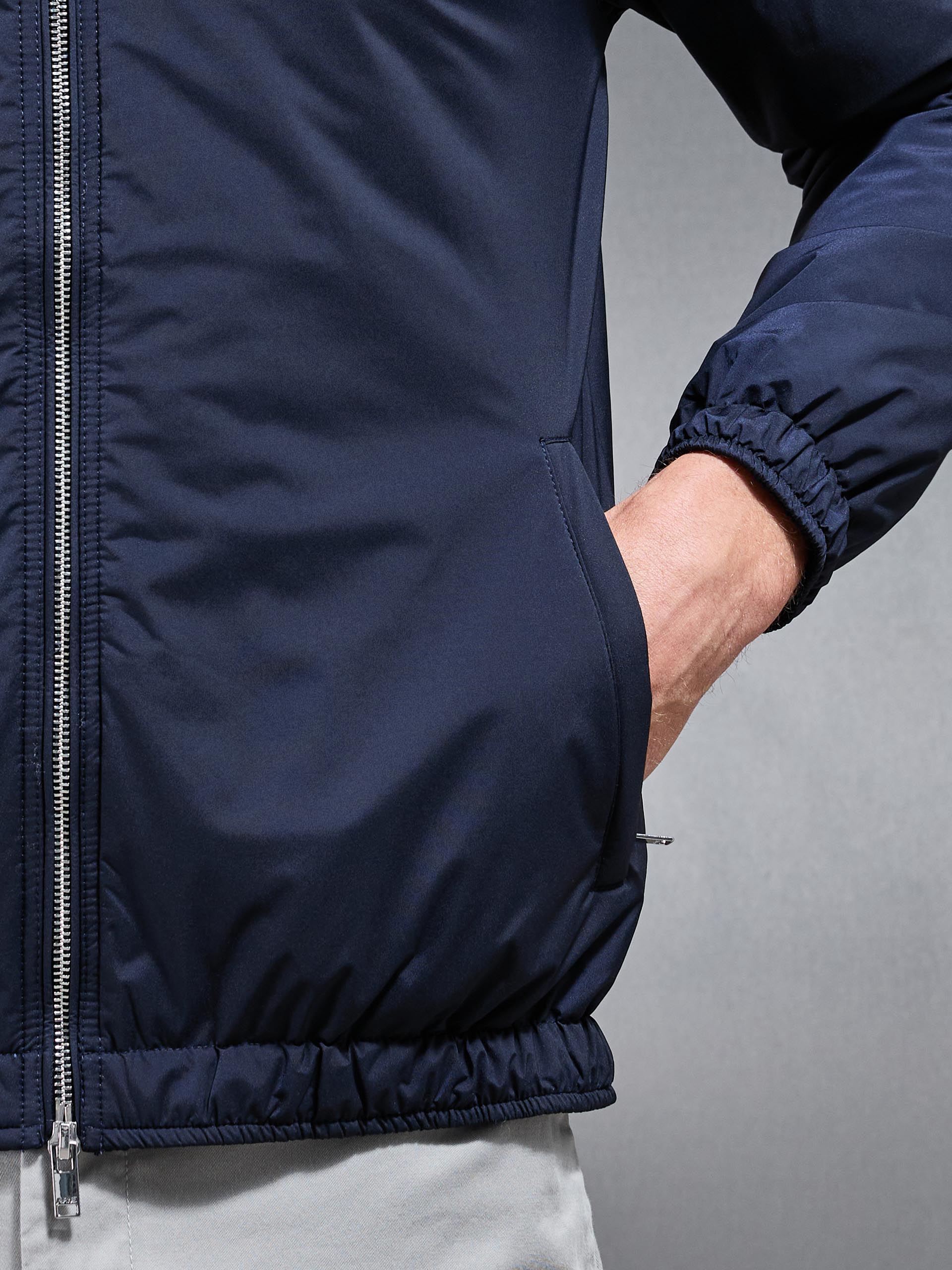 Shell Padded Nylon Windbreaker in Navy