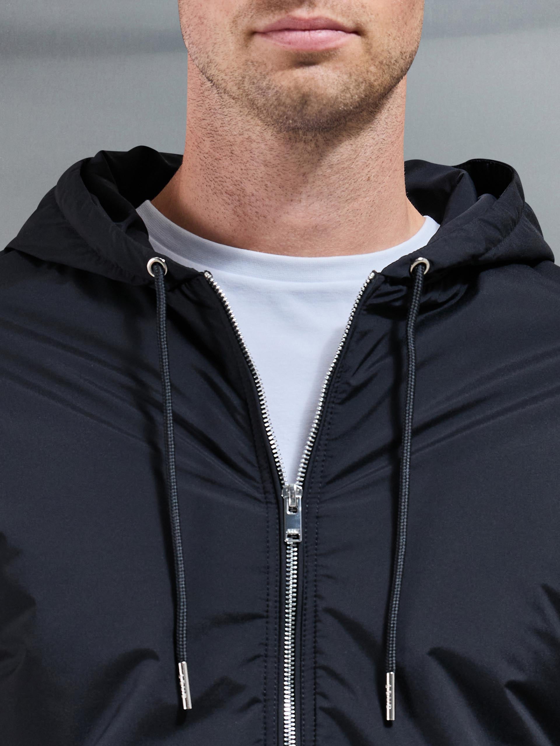 Shell Padded Nylon Windbreaker in Black