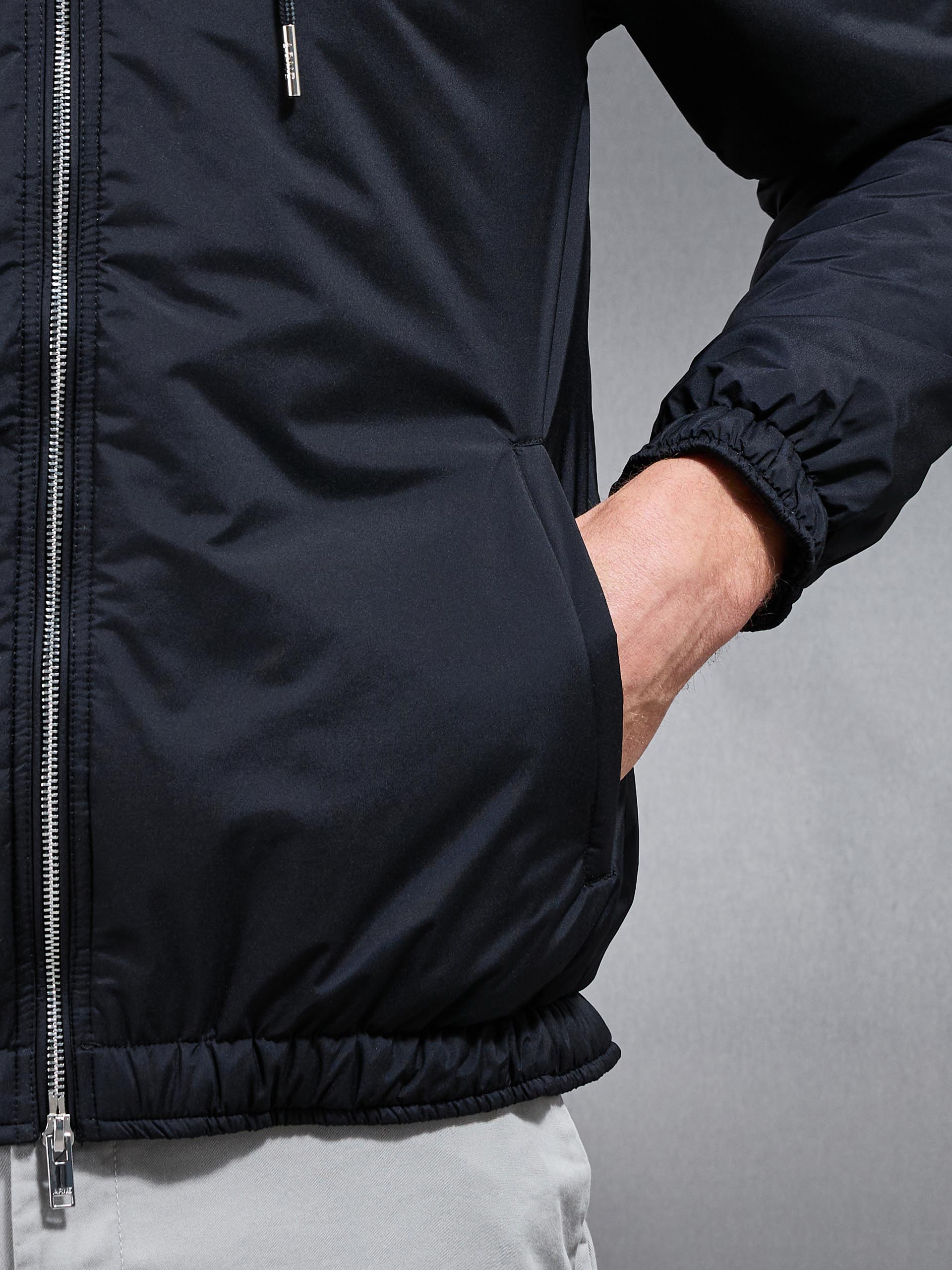 Shell Padded Nylon Windbreaker in Black