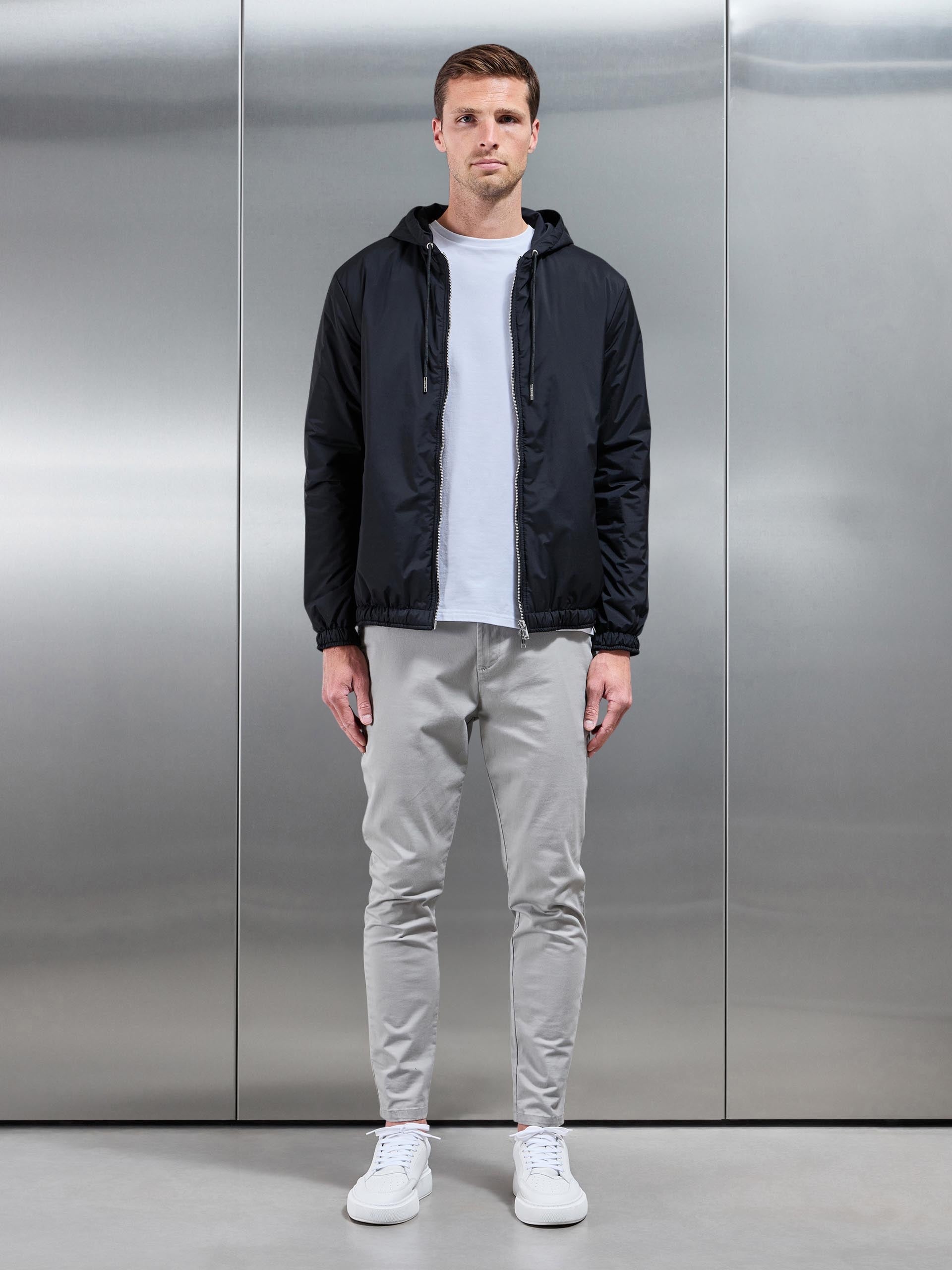 Shell Padded Nylon Windbreaker in Black