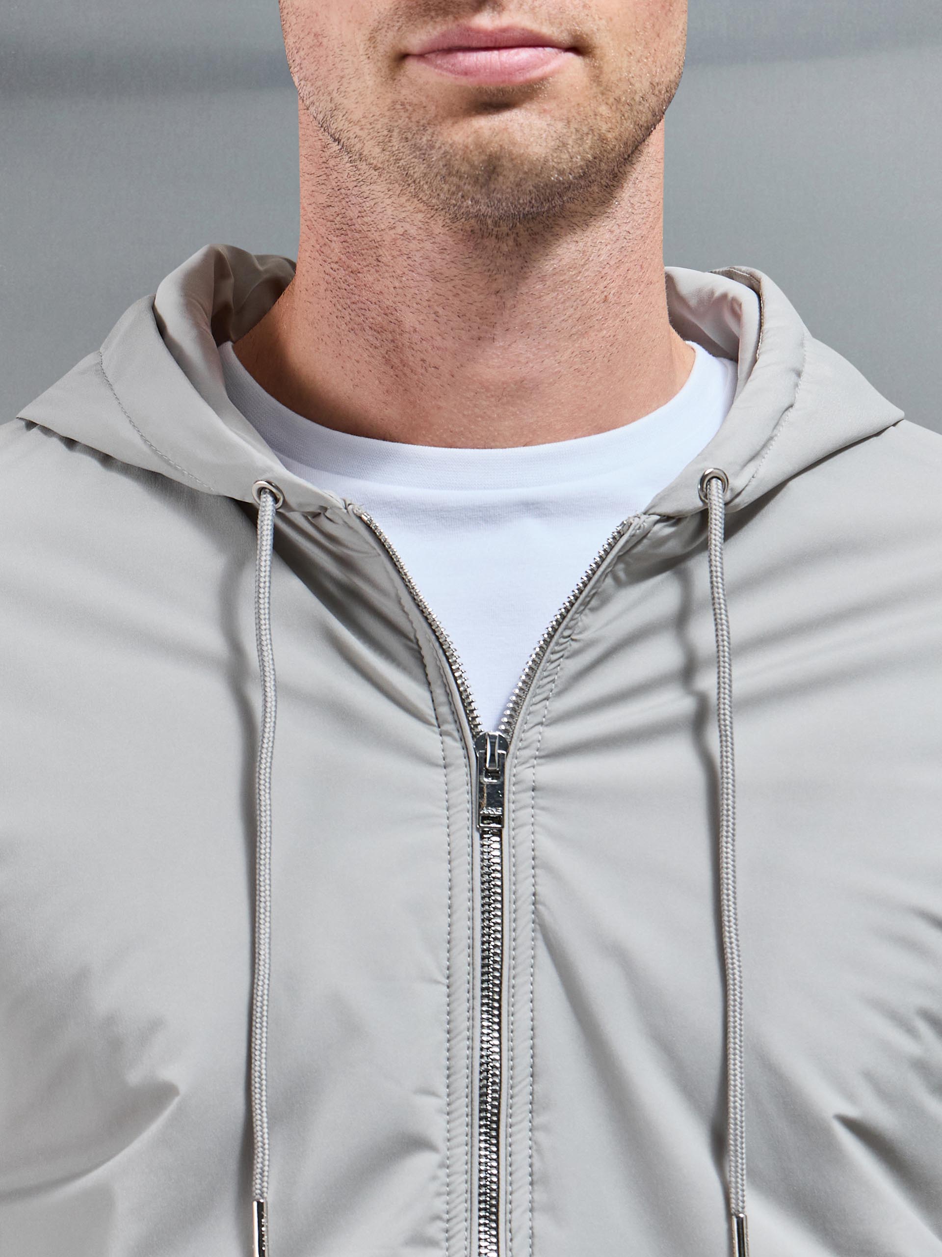 Shell Padded Nylon Windbreaker in Stone