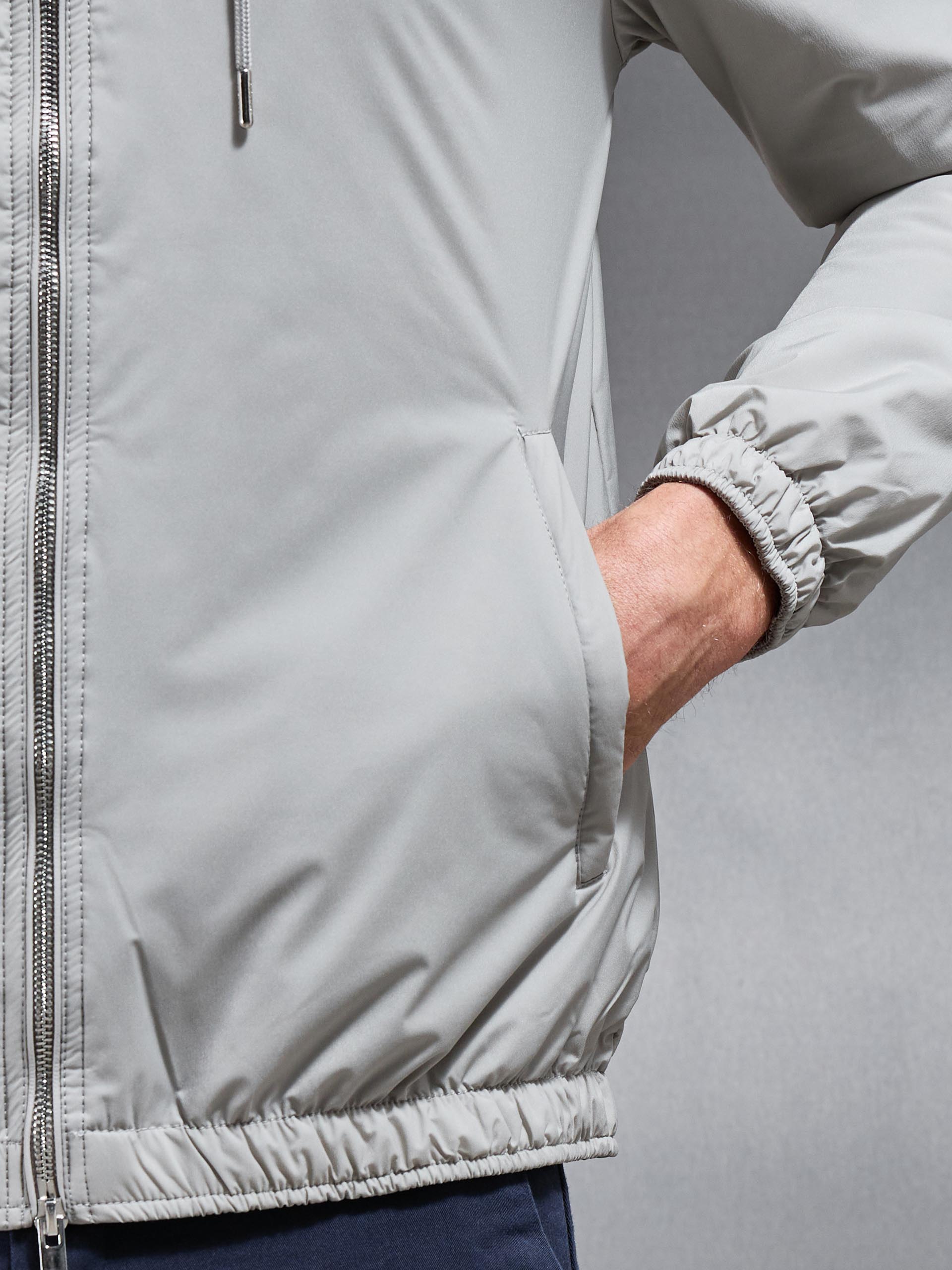 Shell Padded Nylon Windbreaker in Stone