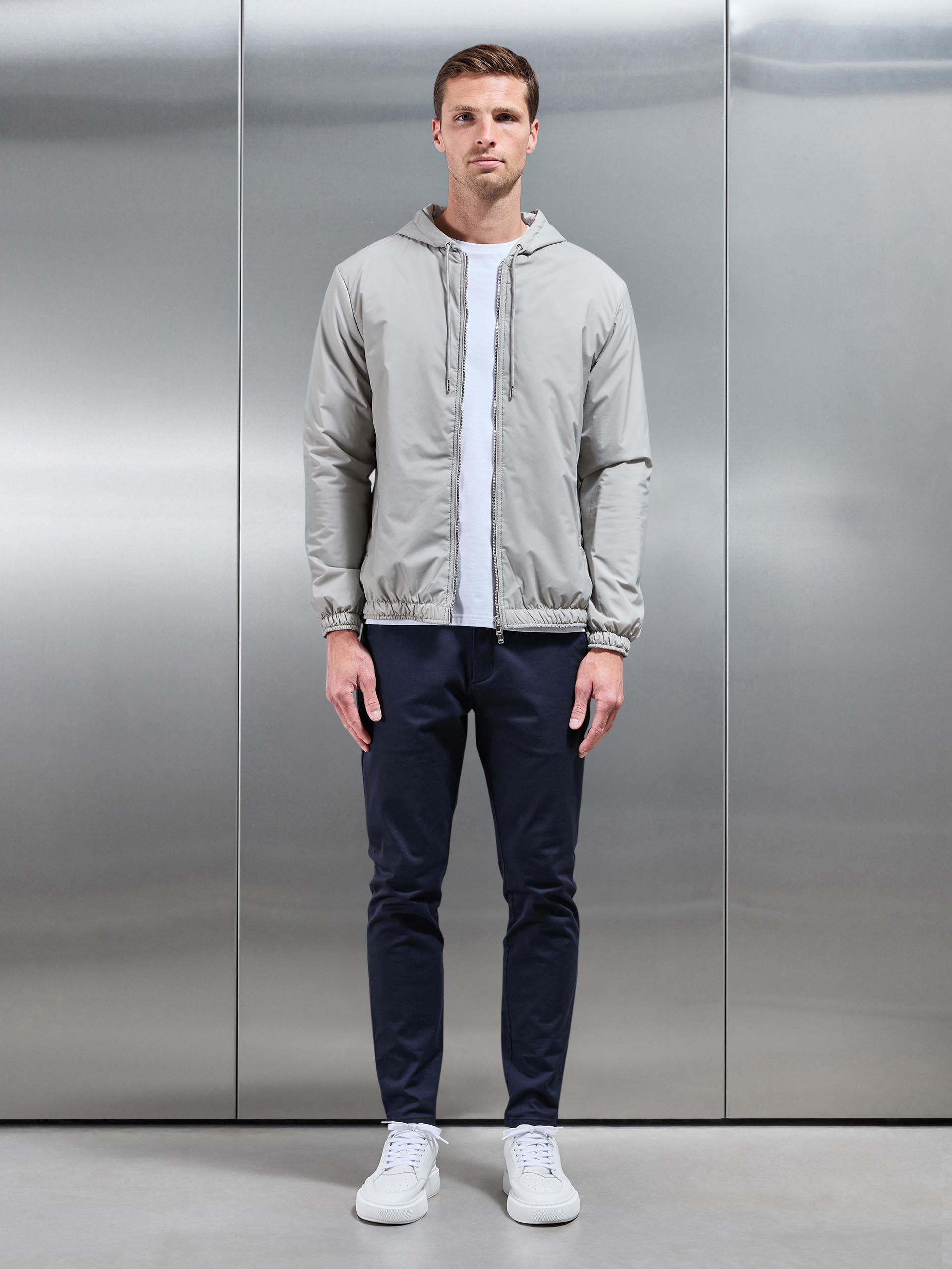 Shell Padded Nylon Windbreaker in Stone