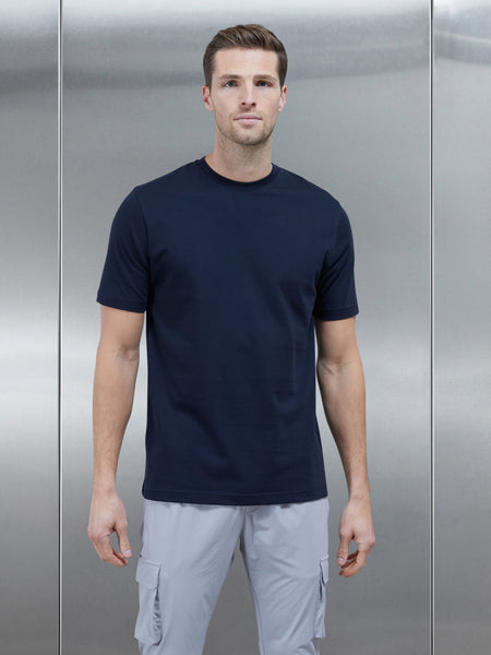 Slim Fit Cotton T-shirt in Navy