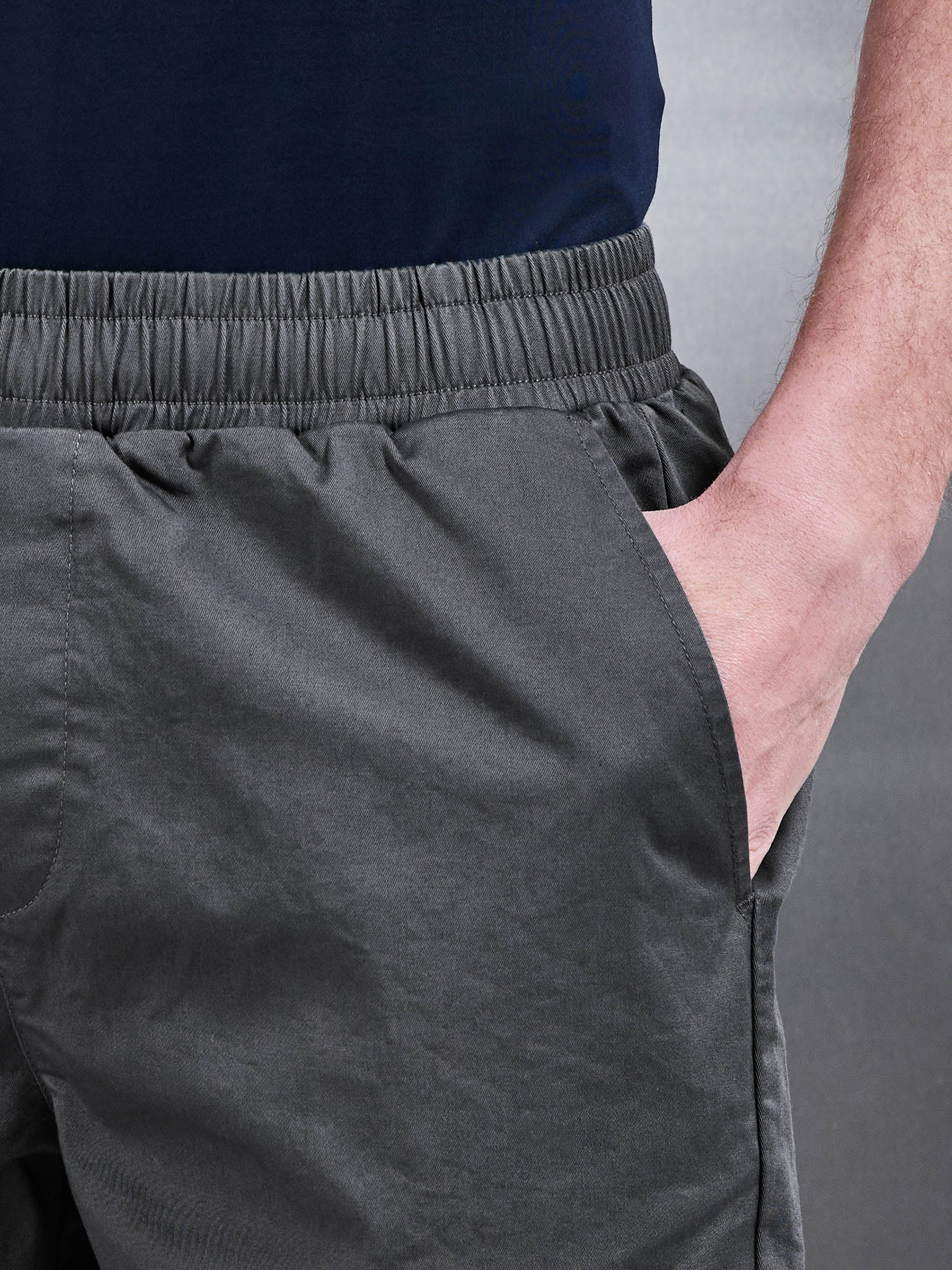 Tailored Chino Drawstring Short in Grey