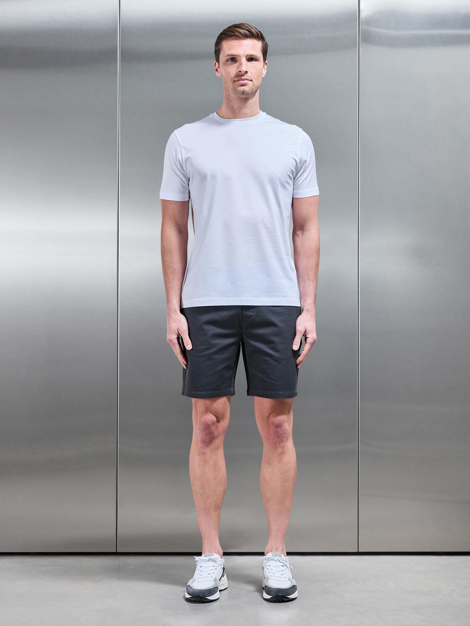Tailored Chino Drawstring Short in Grey