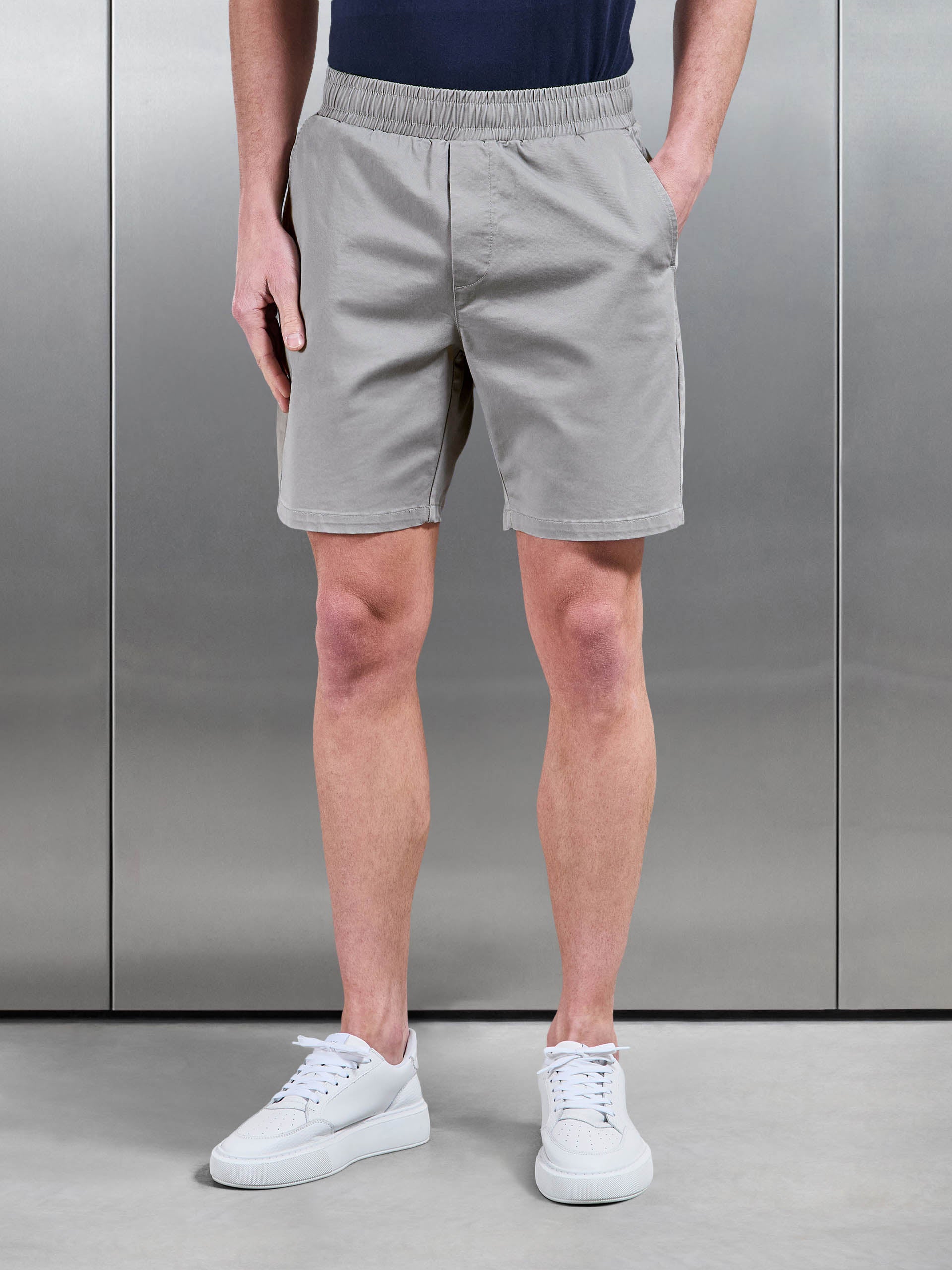 Tailored Chino Drawstring Short in Stone