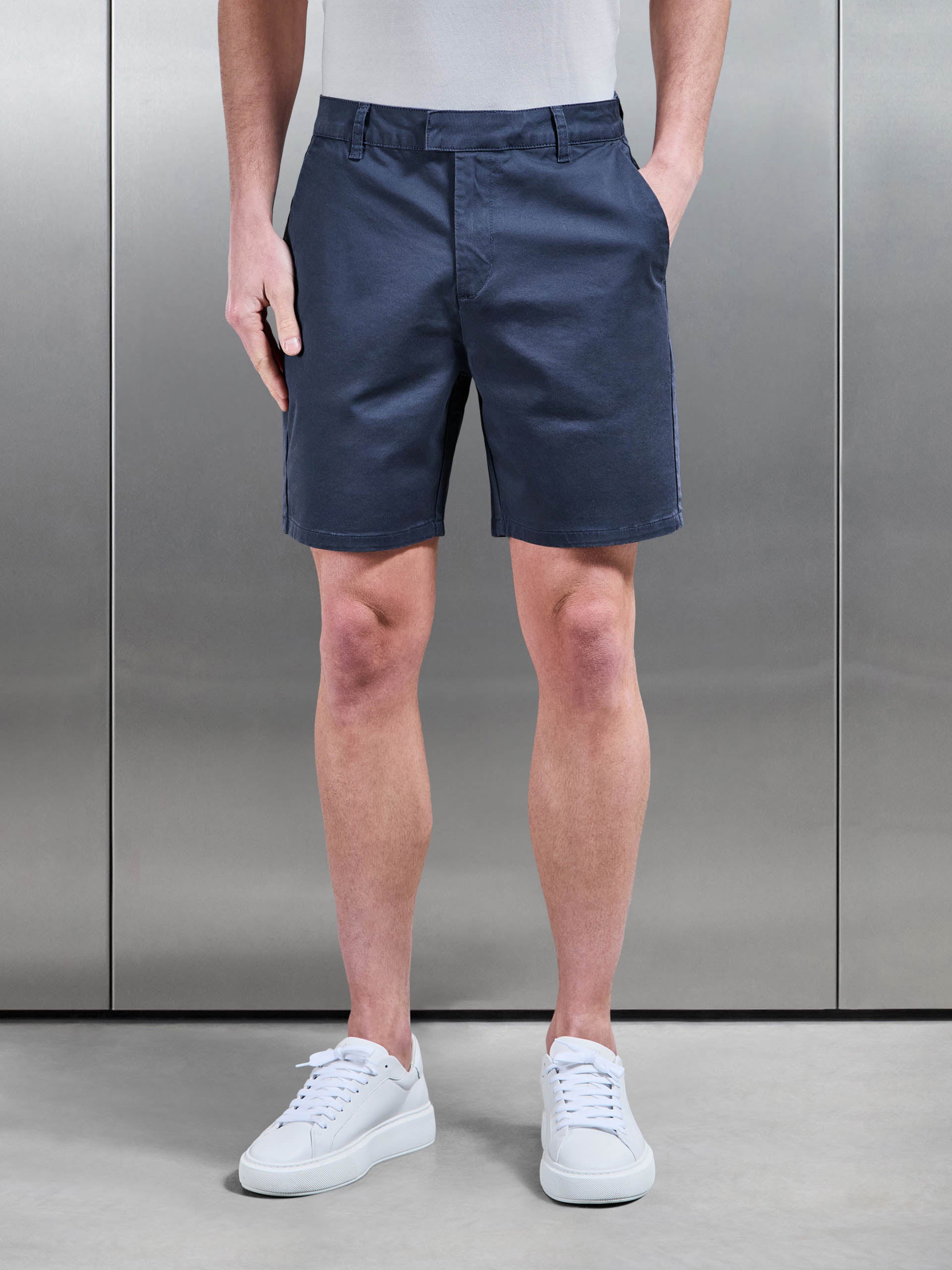 Tailored Chino Short in Air Force Blue