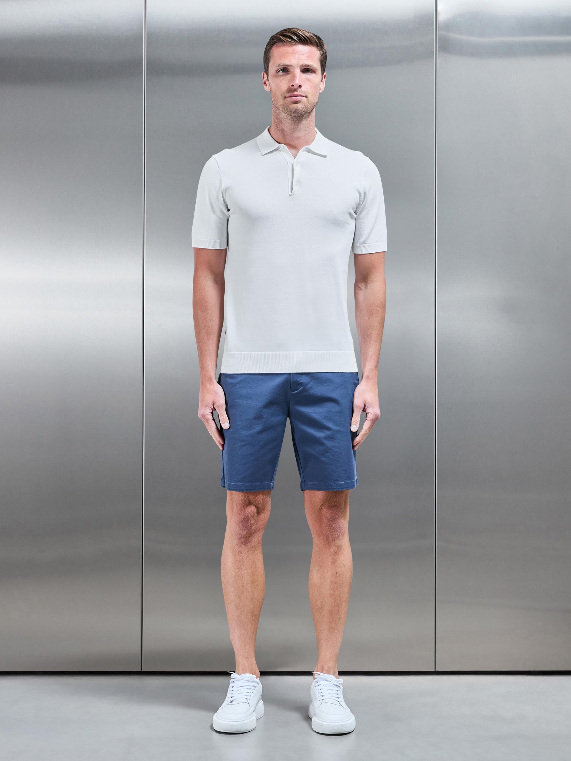 Tailored Chino Short in Air Force Blue