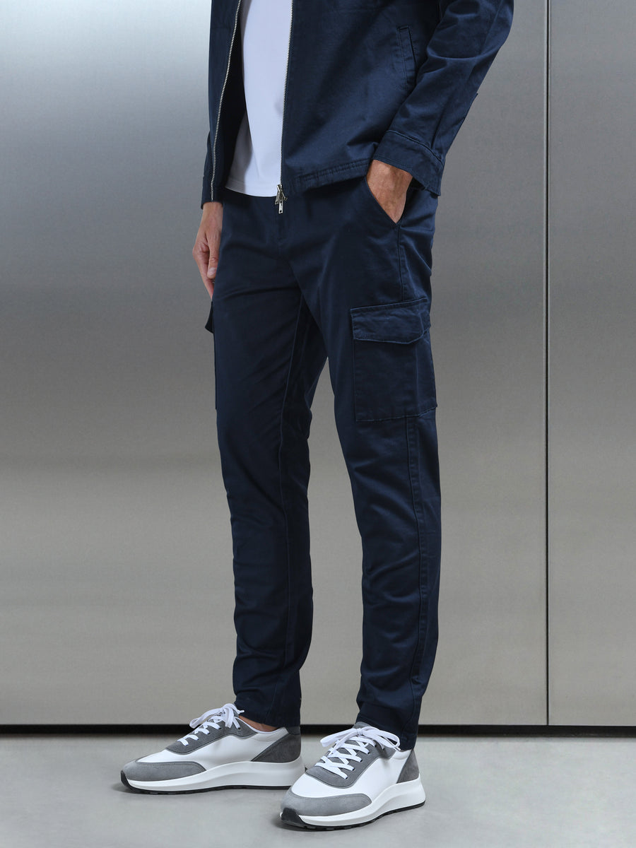 Tailored Cotton Cargo Pant in Navy ARNE