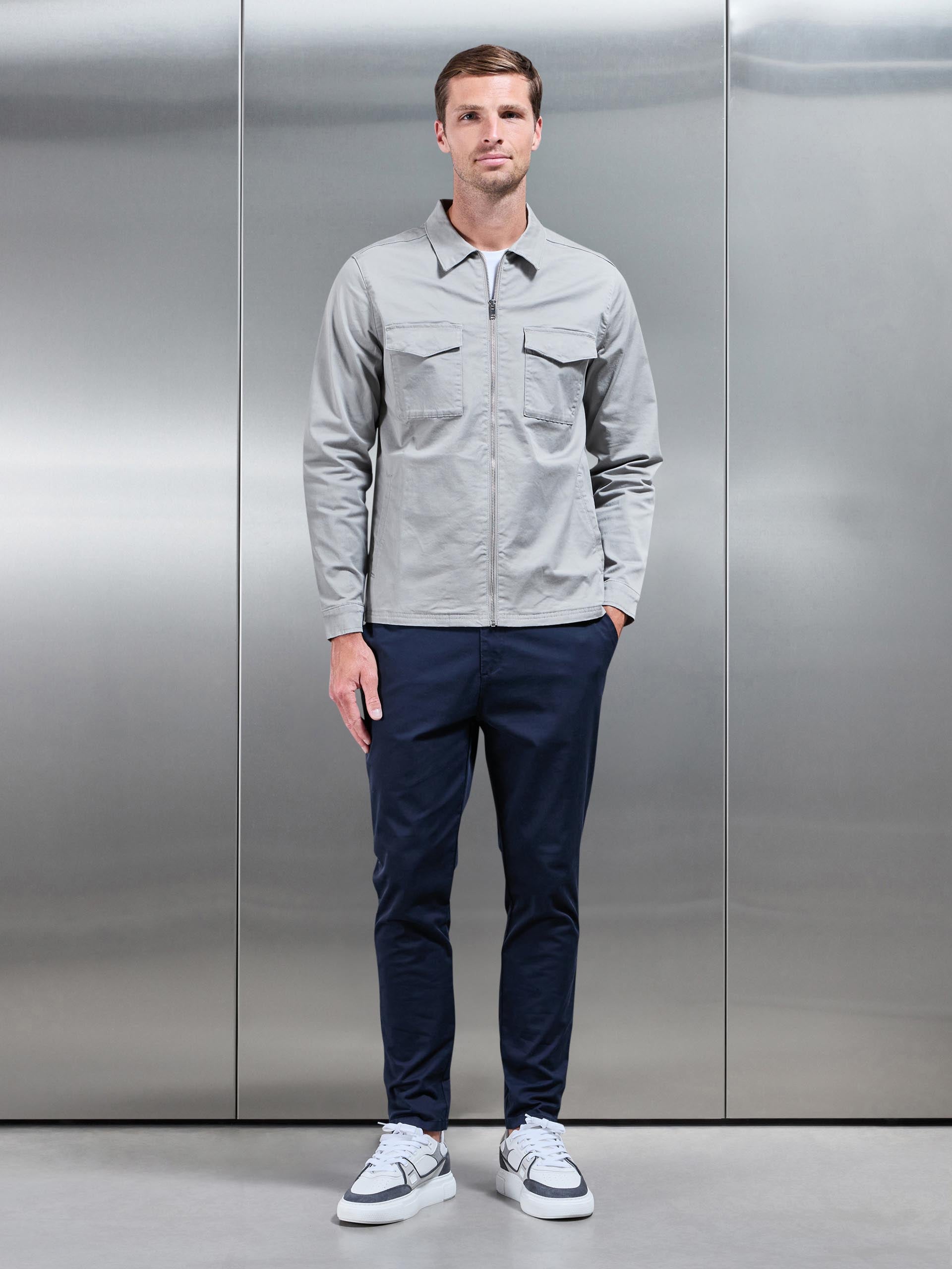 Tailored Cotton Cargo Jacket in Stone