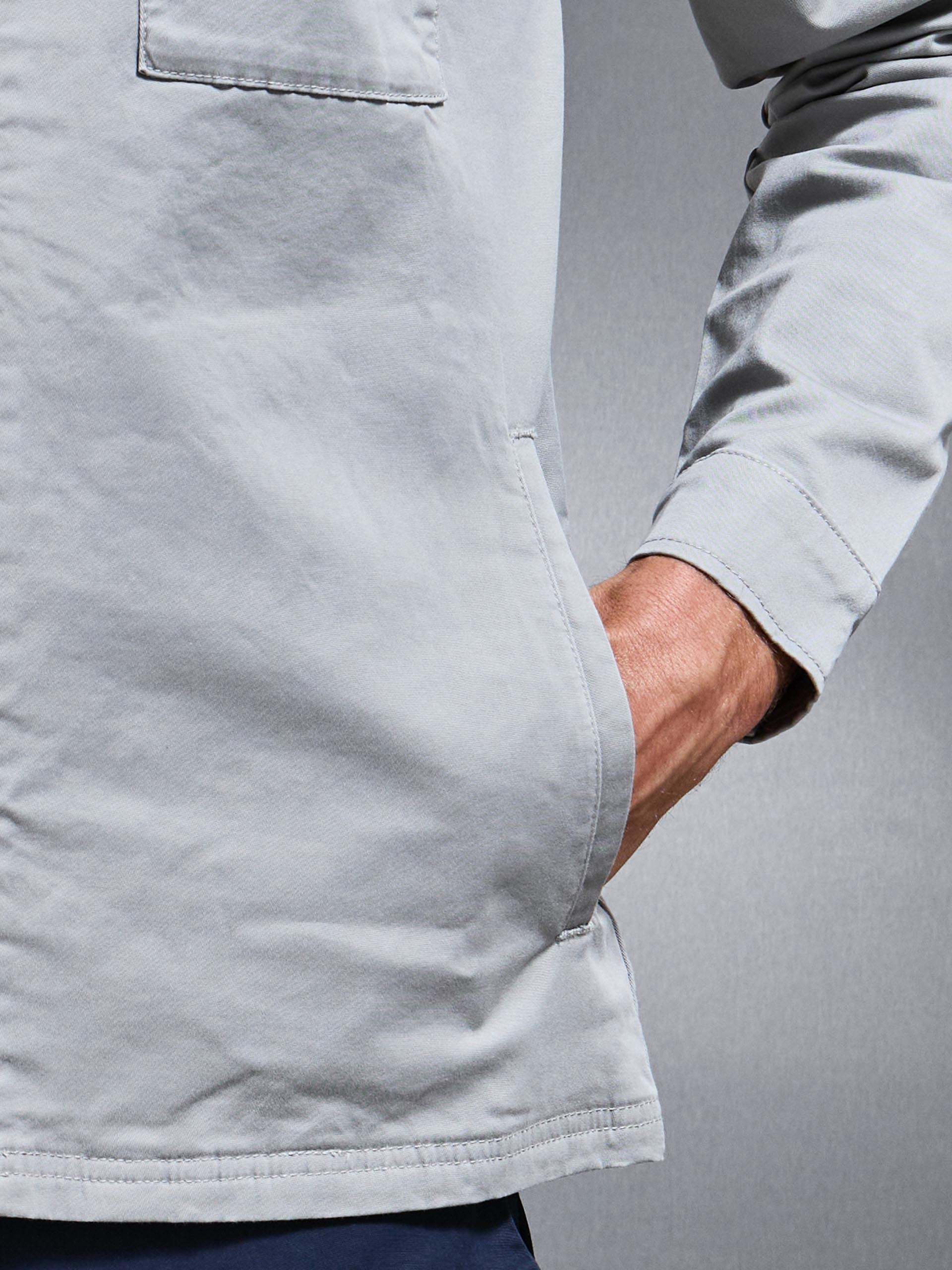Tailored Cotton Cargo Jacket in Stone