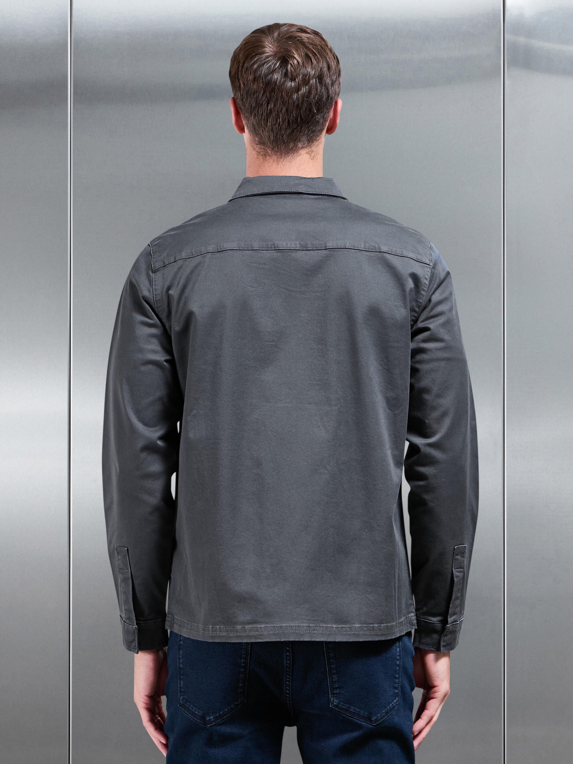 Tailored Cotton Cargo Jacket in Grey