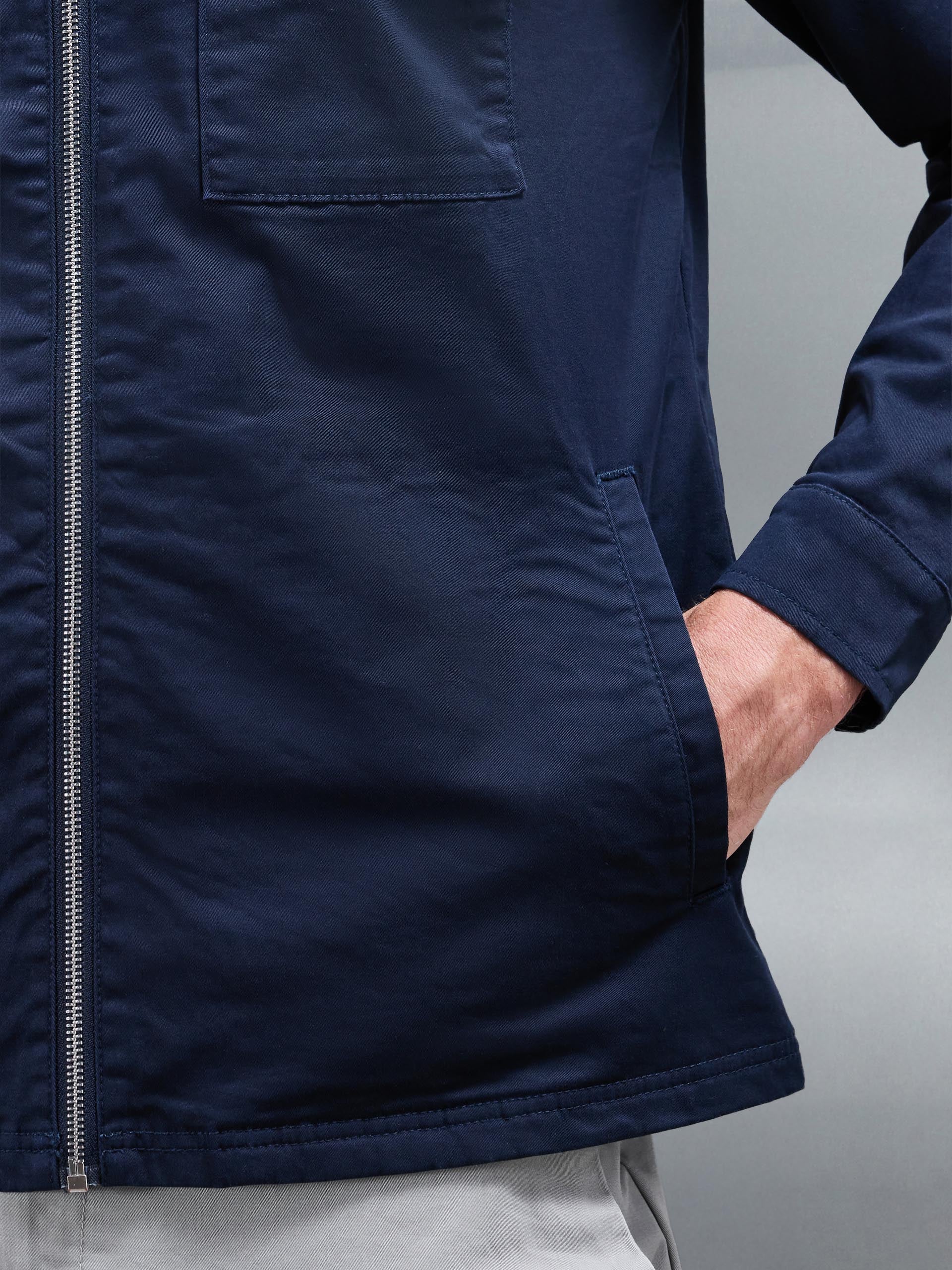 Tailored Cotton Cargo Jacket in Navy