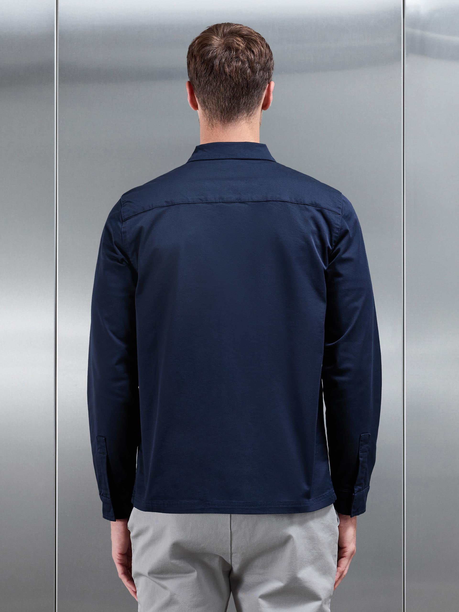 Tailored Cotton Cargo Jacket in Navy