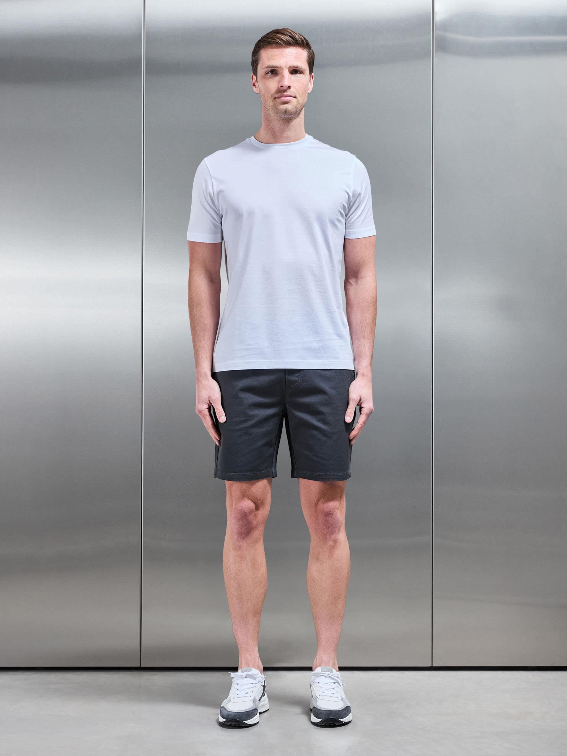 Tailored Drawstring Cargo Short in Grey