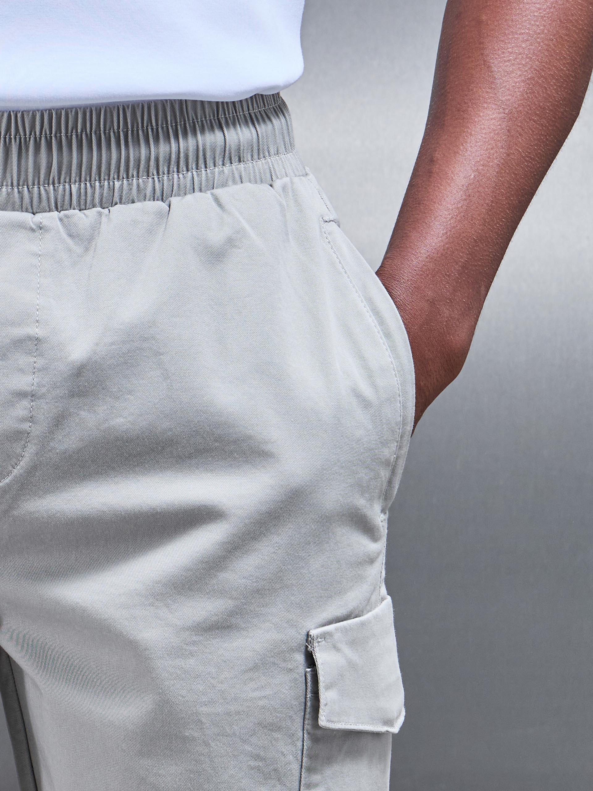 Tailored Drawstring Cargo Short in Stone