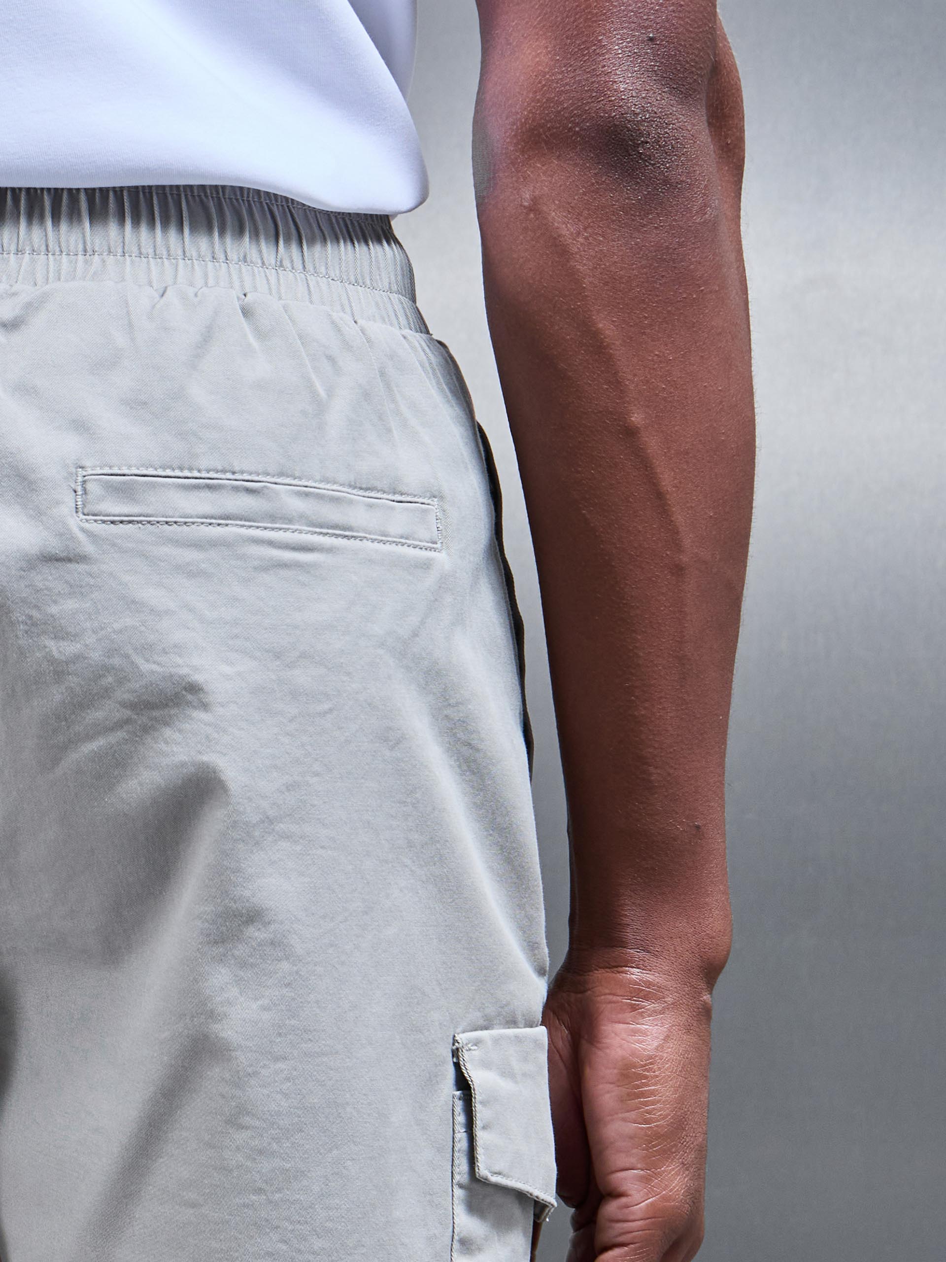 Tailored Drawstring Cargo Short in Stone