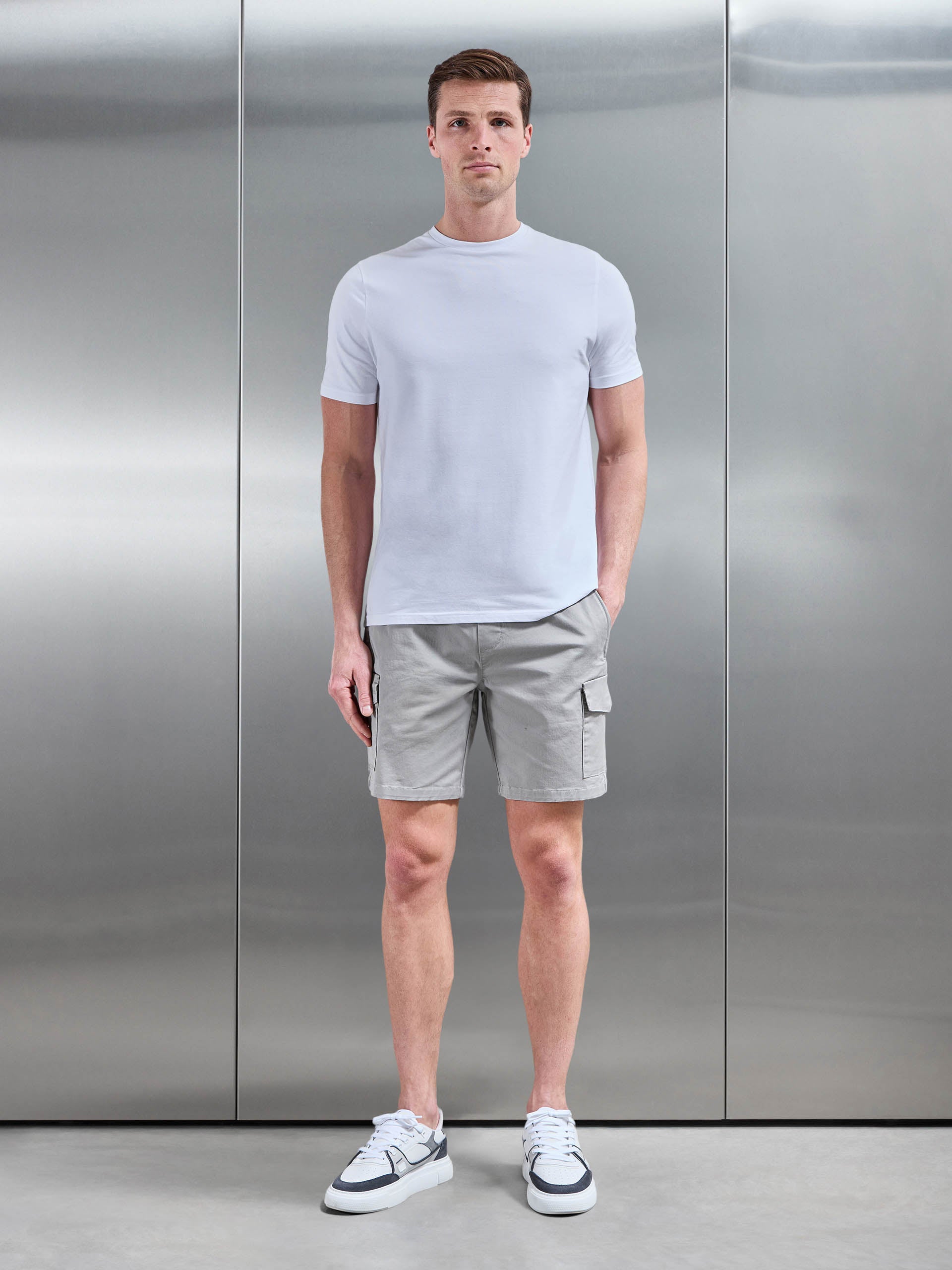 Tailored Drawstring Cargo Short in Stone