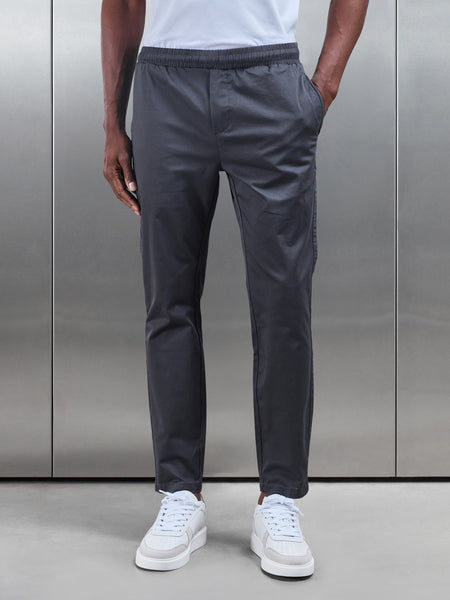 Tailored Drawstring Chino Trouser in Grey