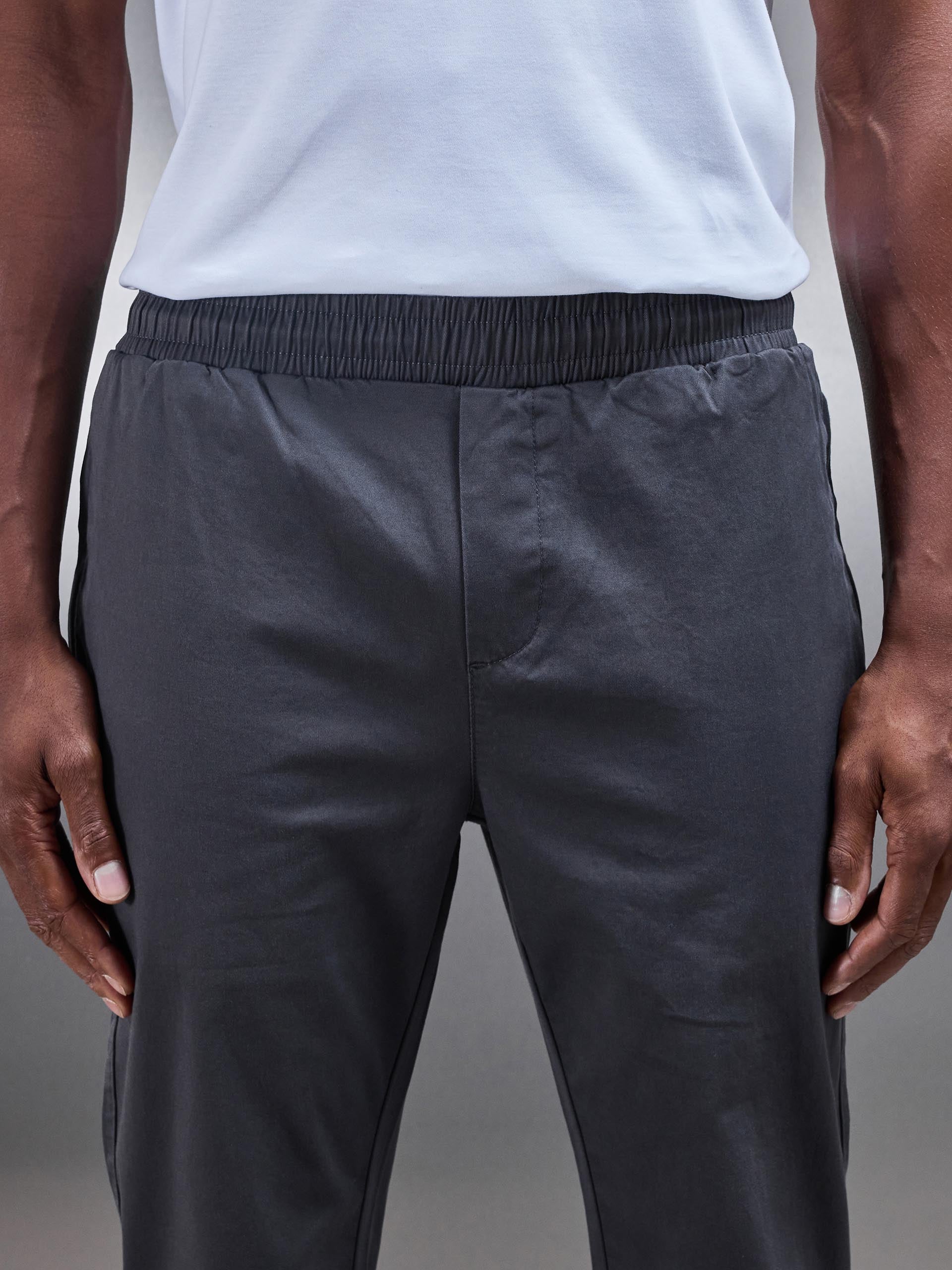 Tailored Drawstring Chino Trouser in Grey