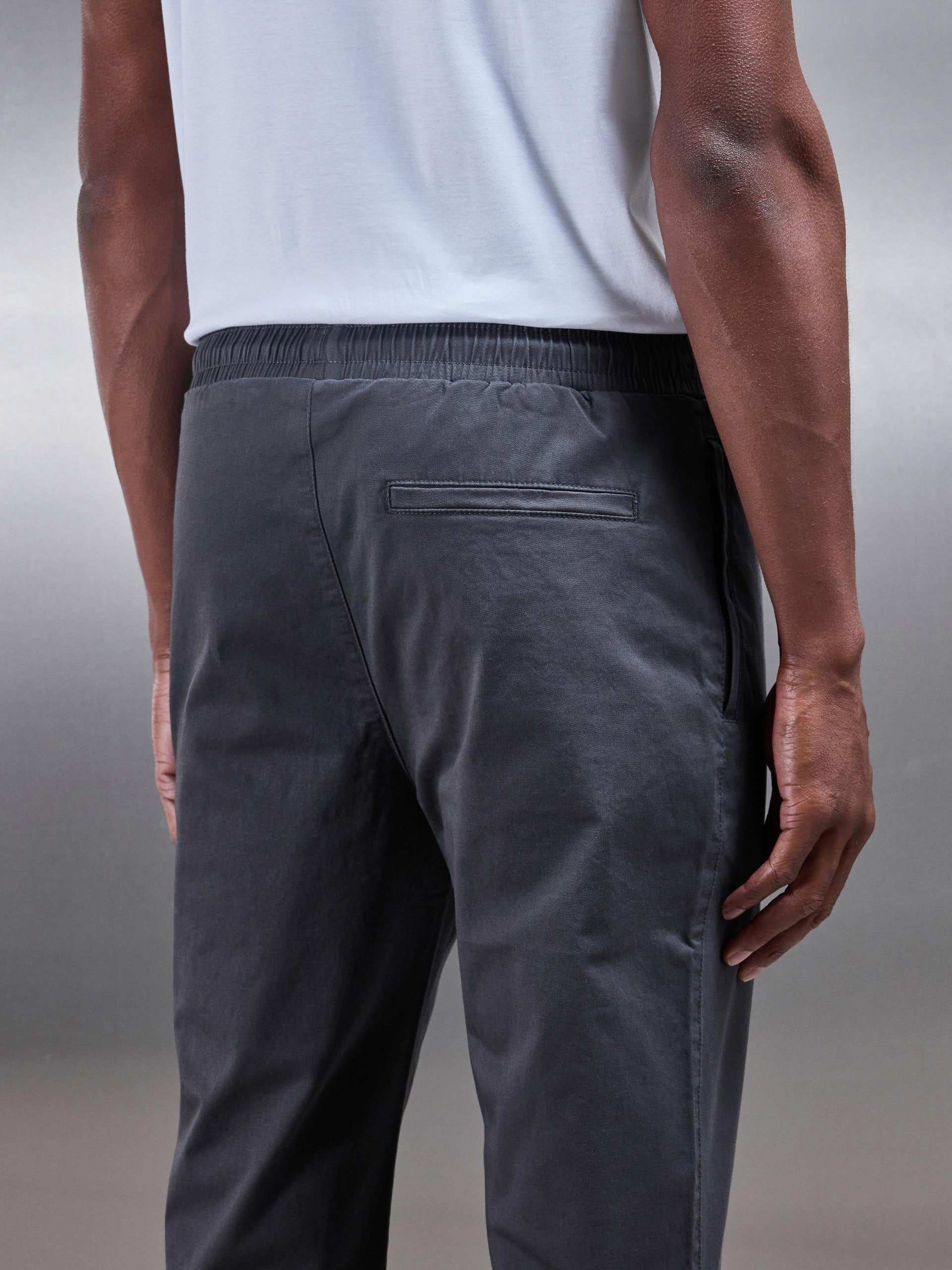 Tailored Drawstring Chino Trouser in Grey