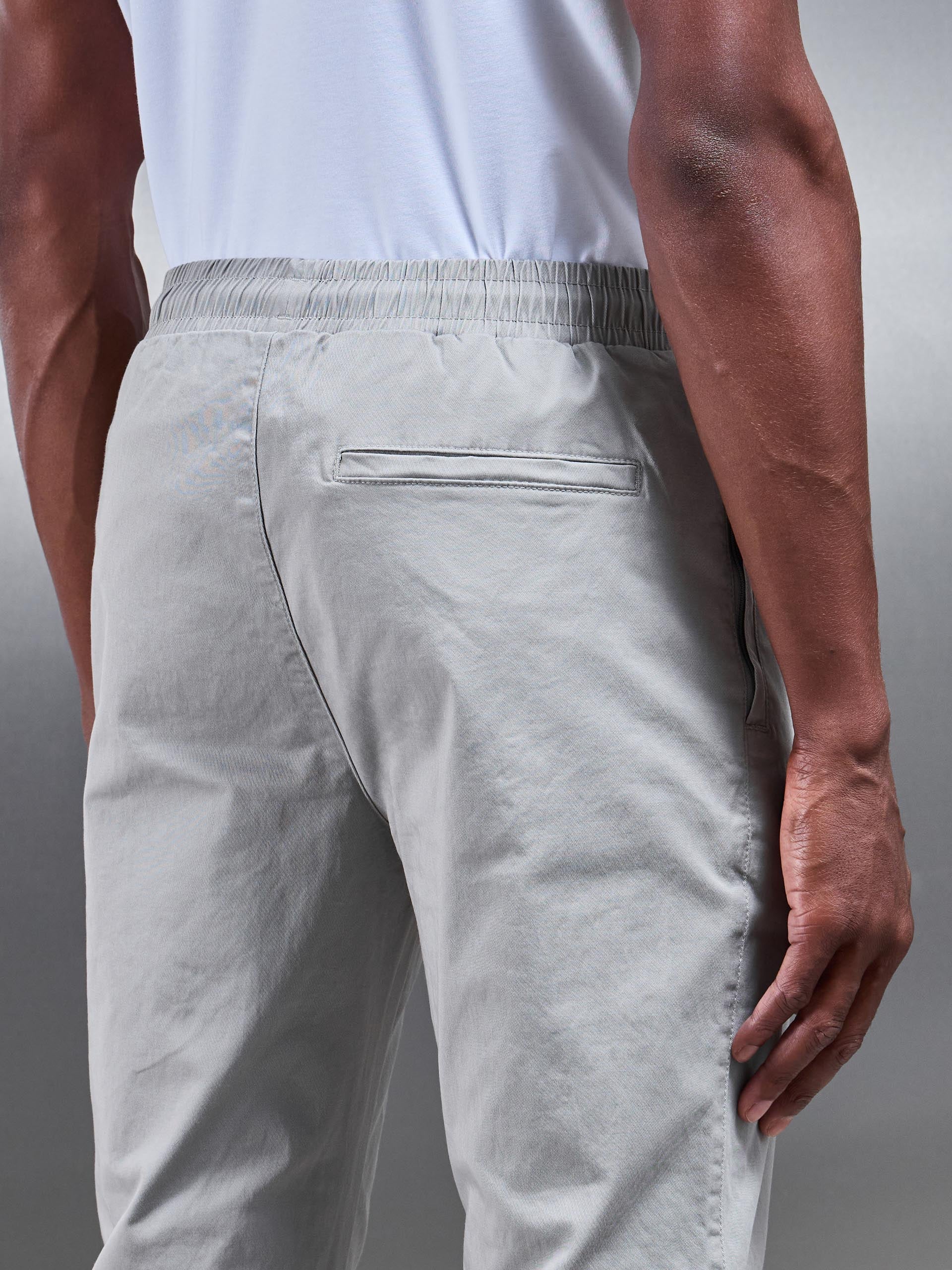 Tailored Drawstring Chino Trouser in Stone
