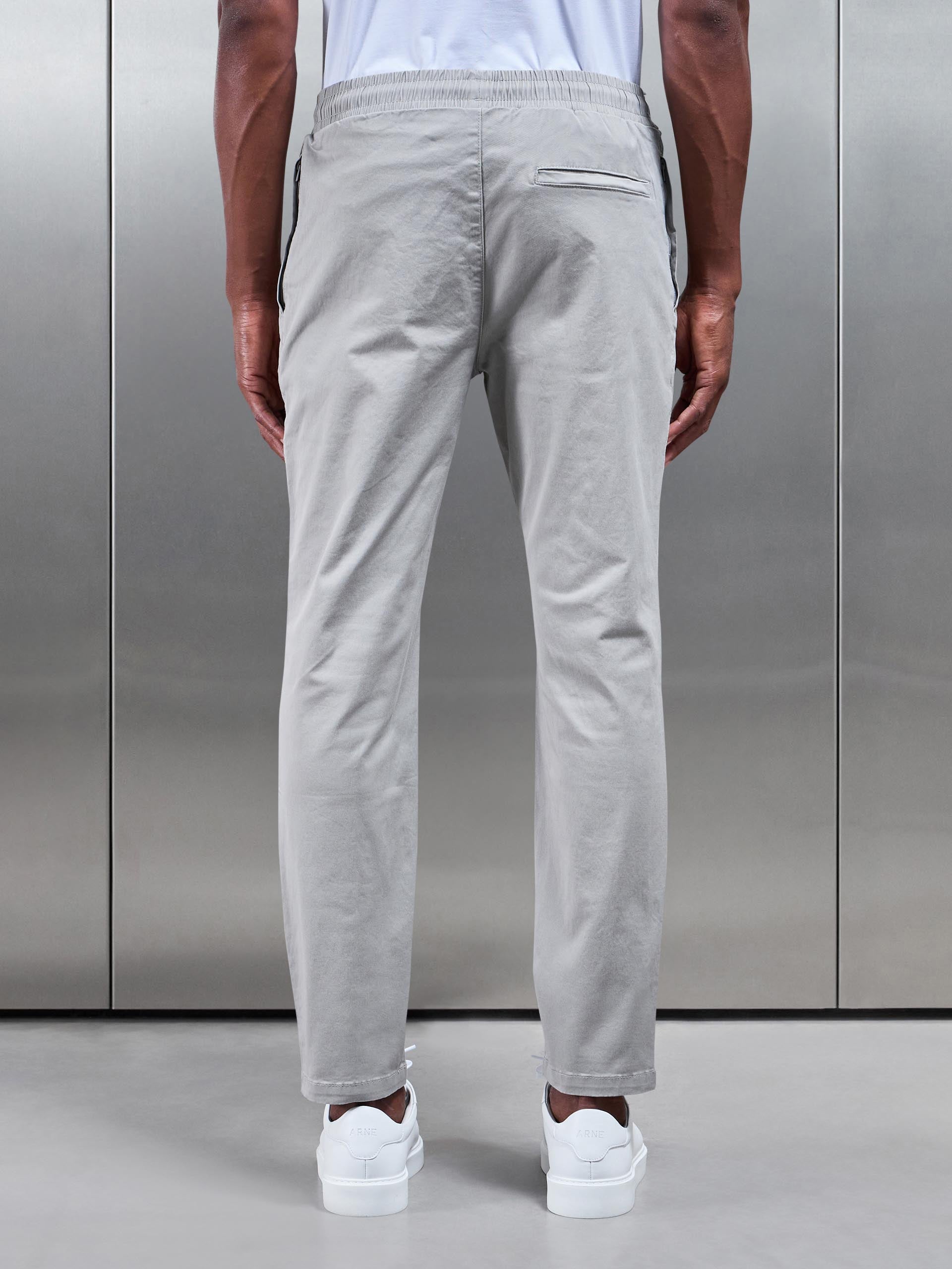 Tailored Drawstring Chino Trouser in Stone
