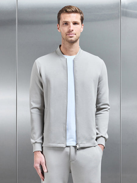 Tailored Interlock Bomber Jacket in Stone
