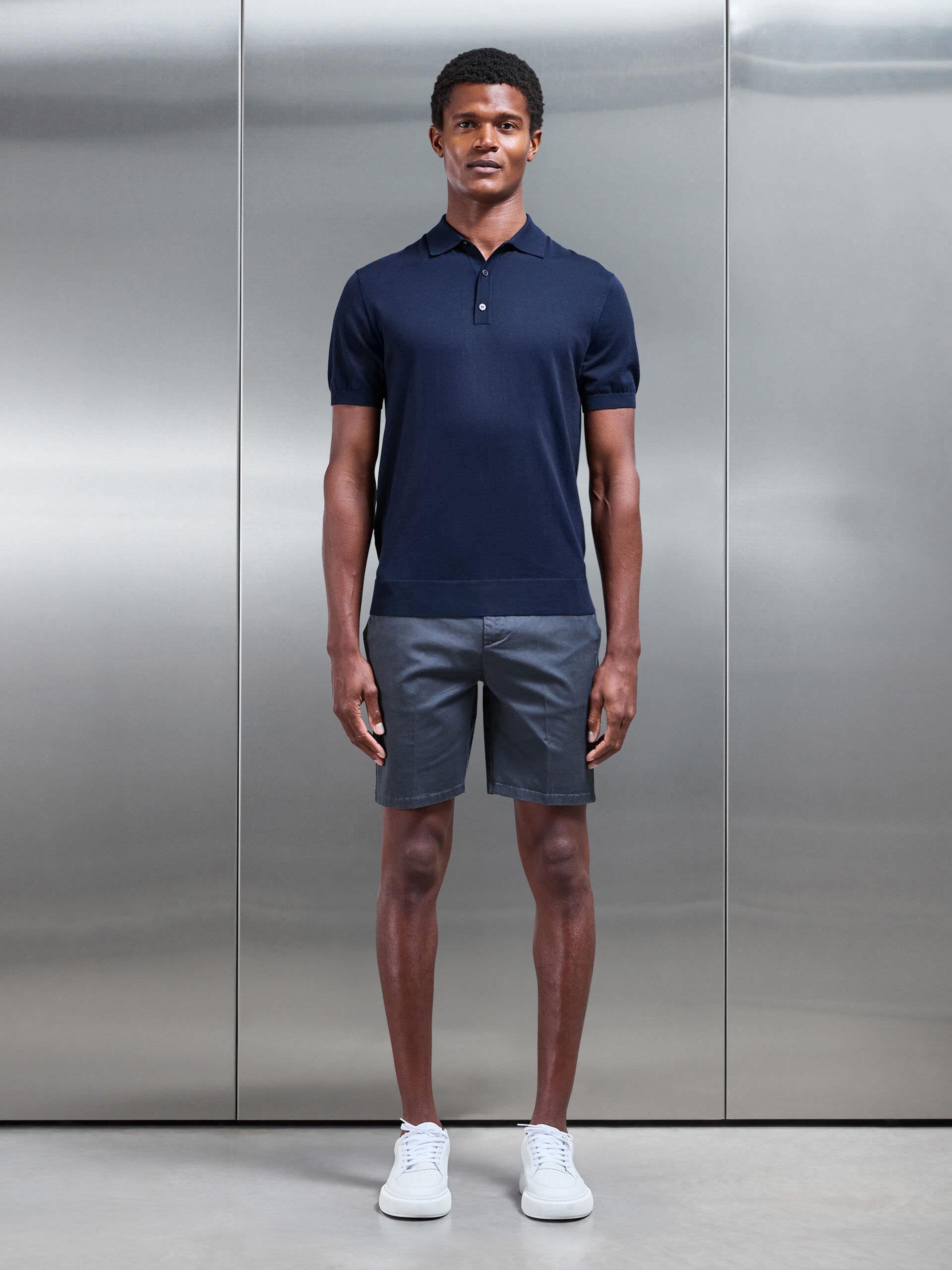 Tailored Side Adjuster Chino Short in Grey