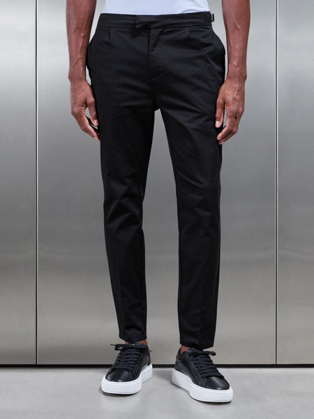 Tailored Side Adjuster Chino Trouser in Black