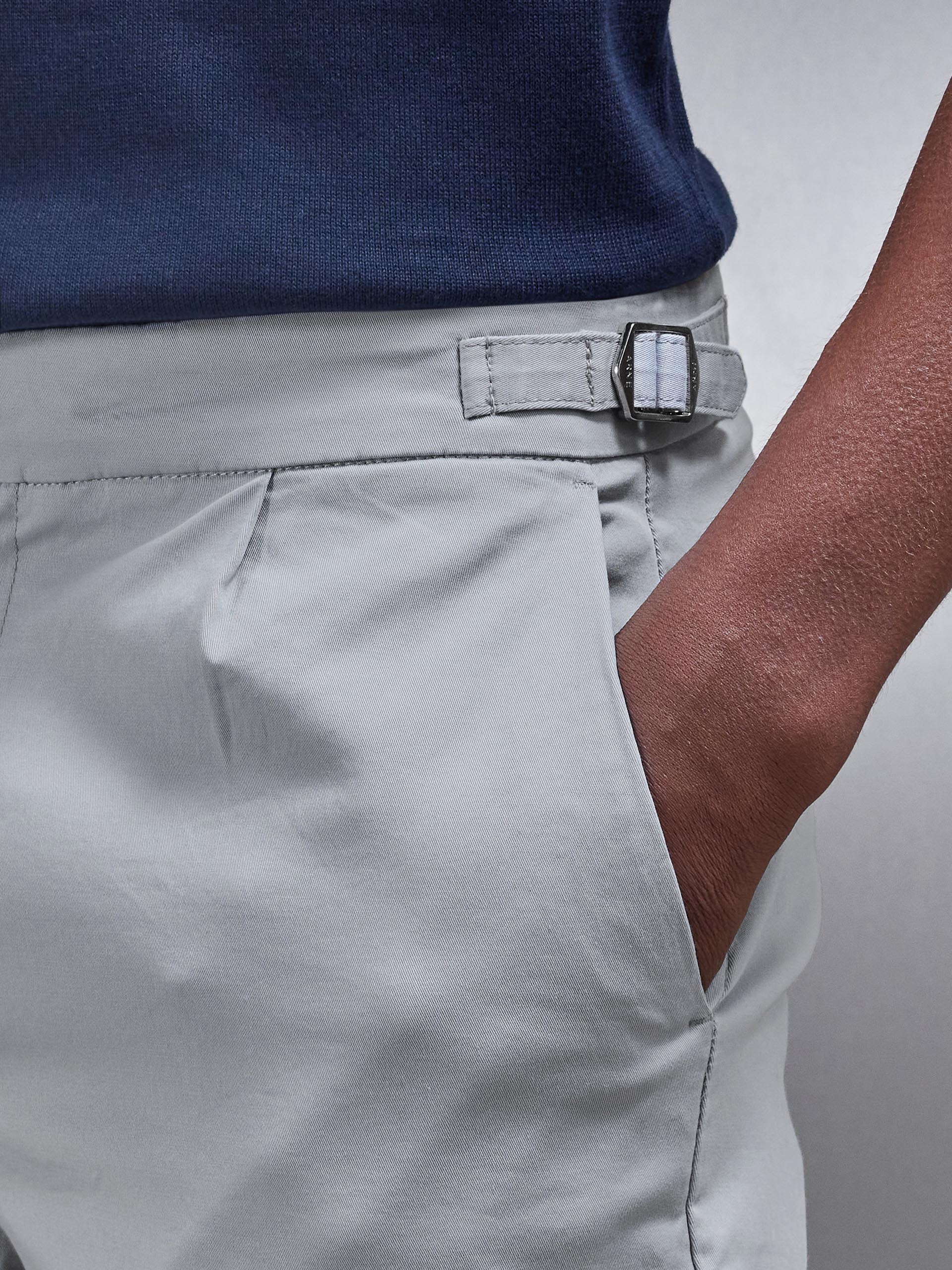 Tailored Side Adjuster Chino Trouser in Mid Grey
