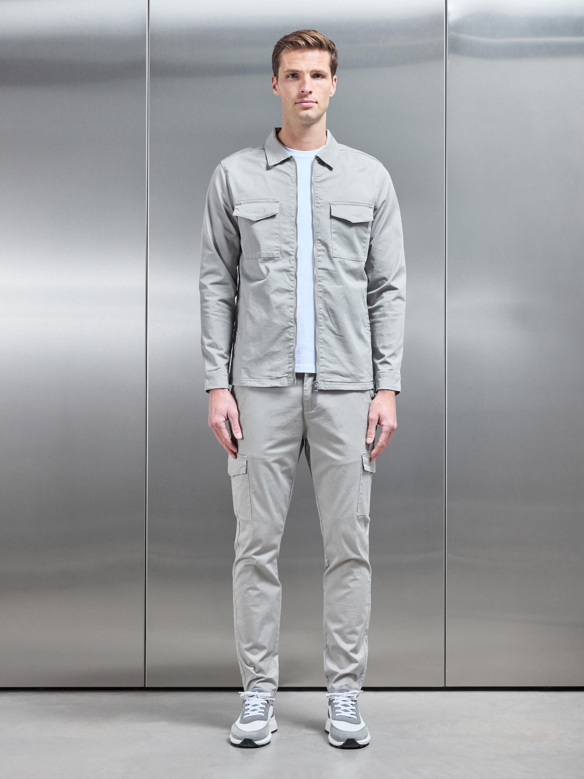 Tailored Cotton Cargo Pant in Stone