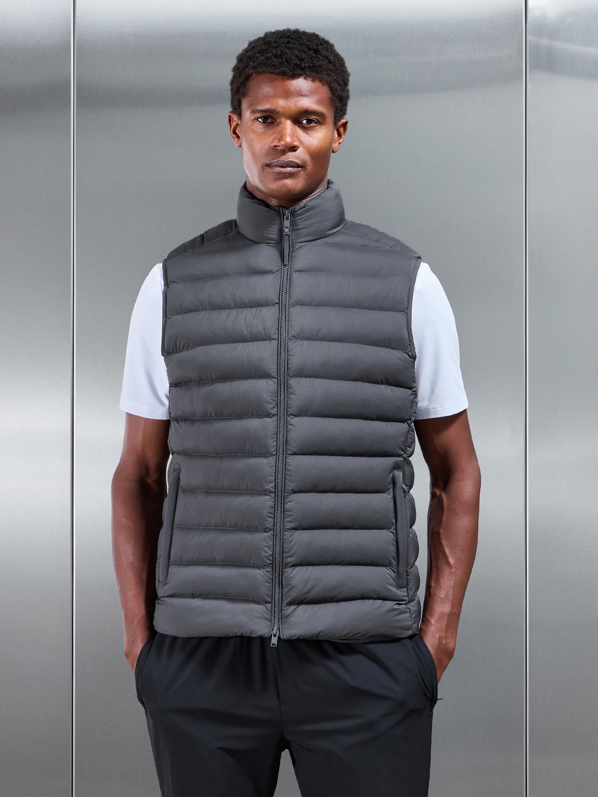 Technical Puffer Gilet in Grey